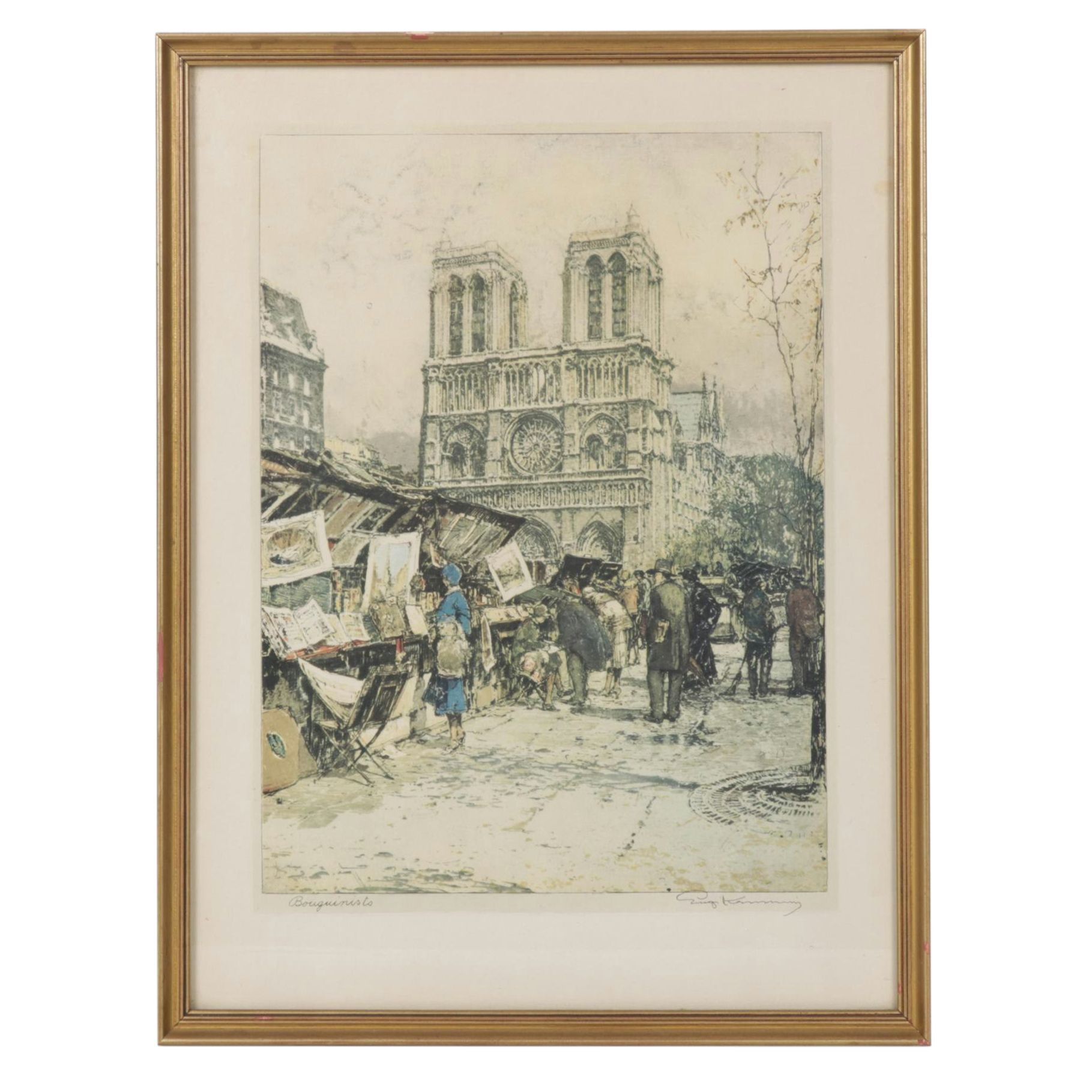 Offset Lithograph after Luigi Kasimir Etching "Bouguinisto"