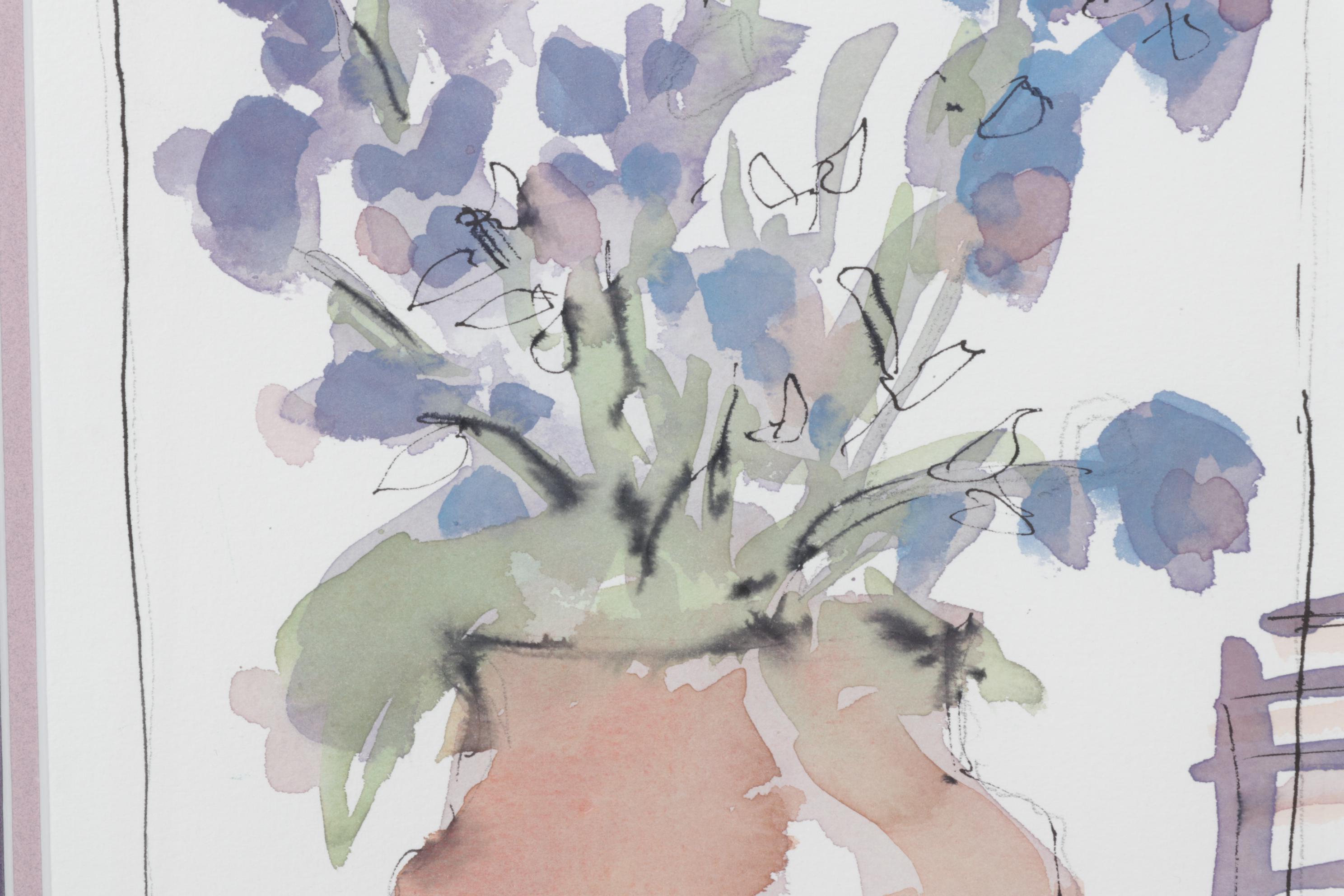 Jeny Reynolds Watercolor and Ink Still Life Painting of Flowers