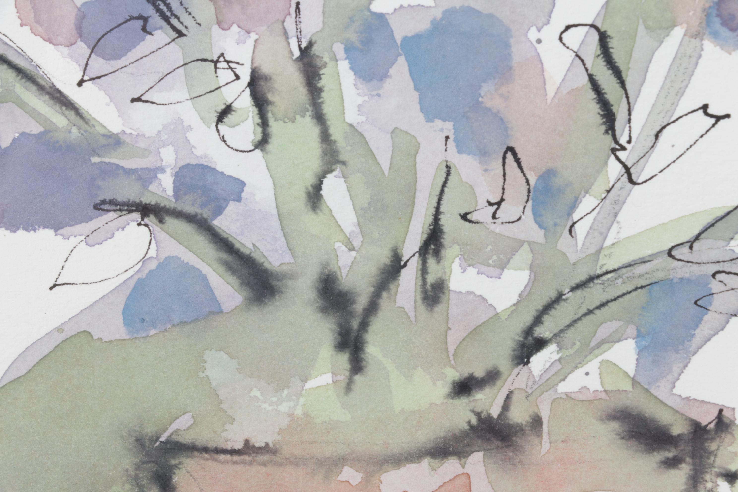 Jeny Reynolds Watercolor and Ink Still Life Painting of Flowers