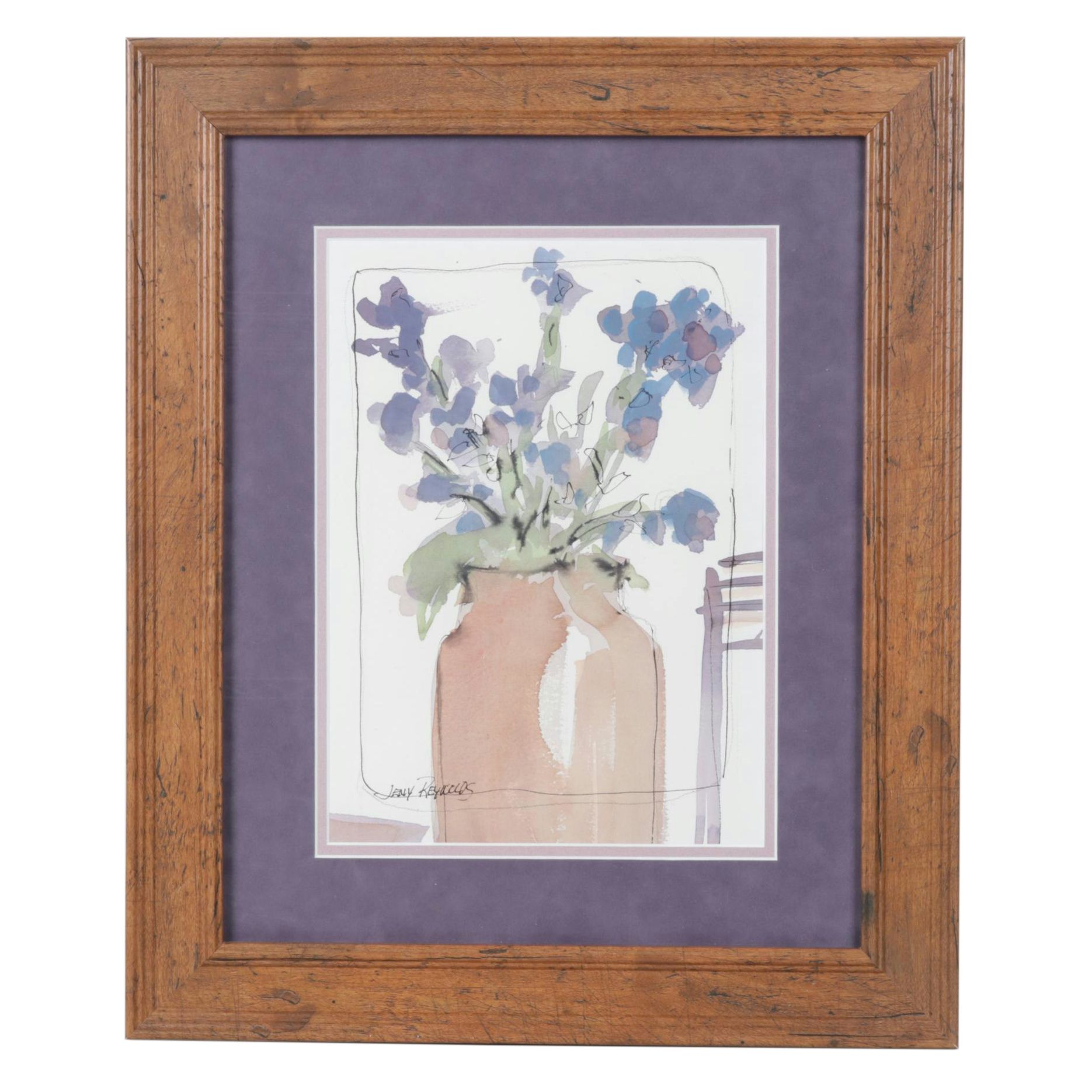 Jeny Reynolds Watercolor and Ink Still Life Painting of Flowers