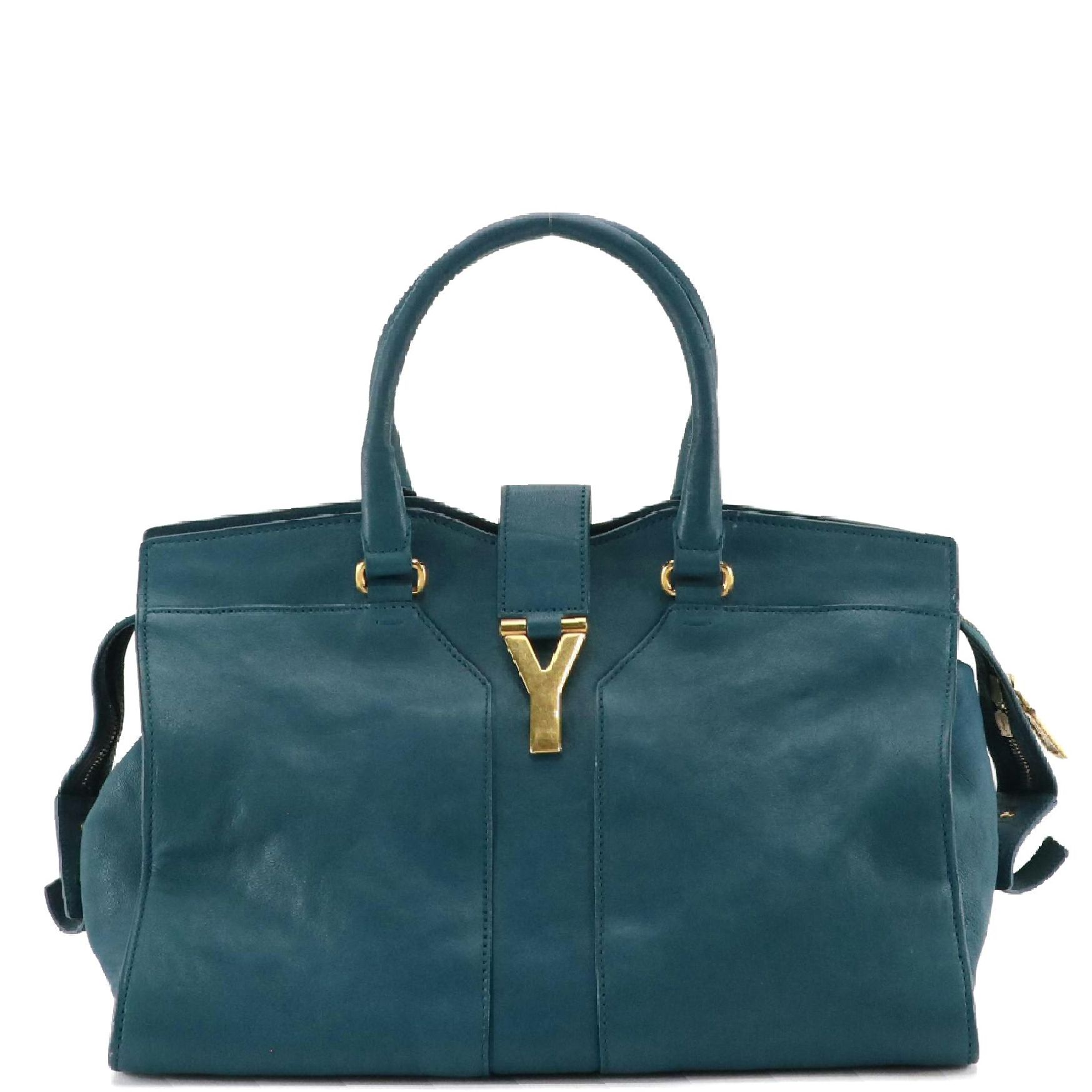 Yves Saint Laurent Classic Cabas Y Bag in Ocean Blue Calfskin Leather