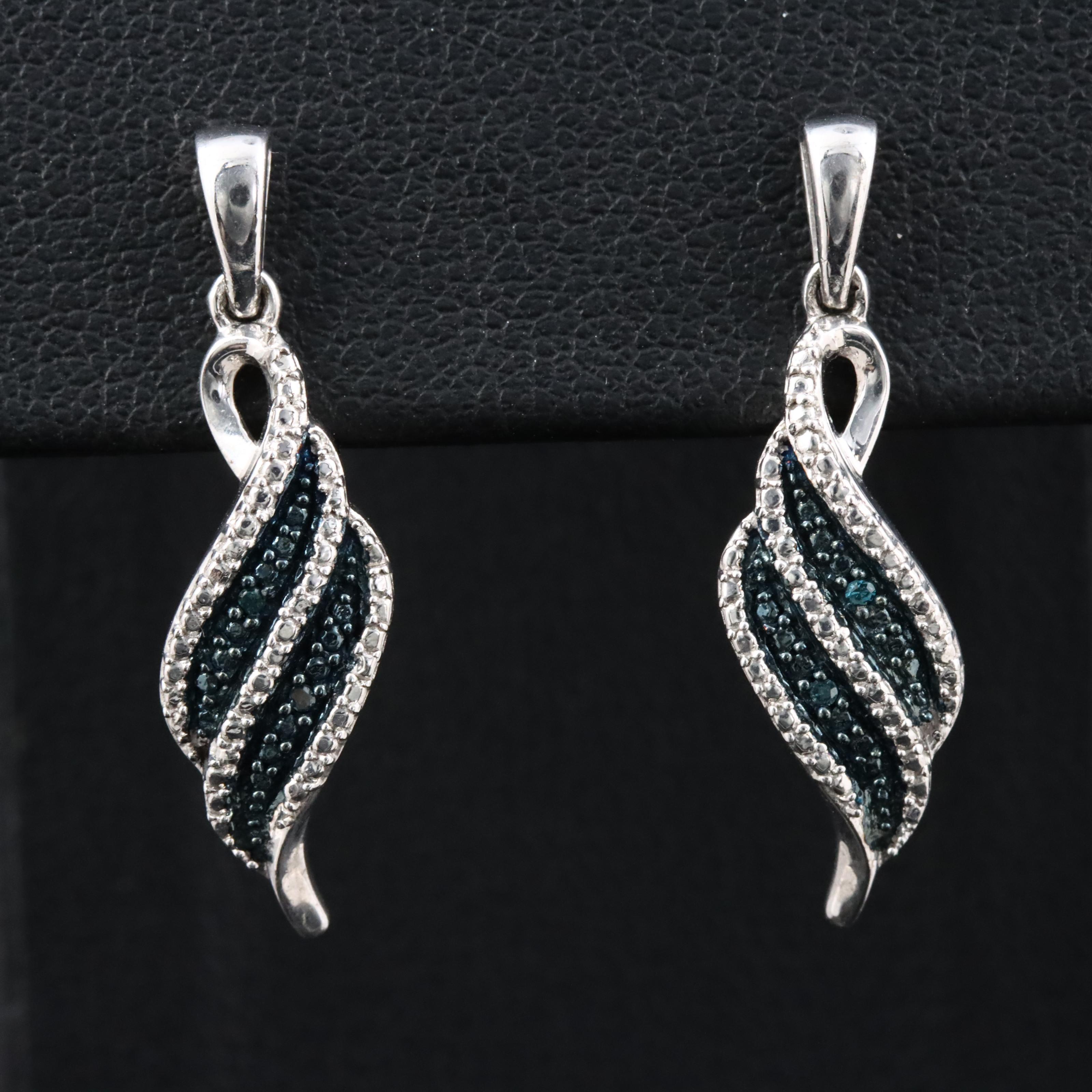 Sterling Fancy Blue Lab Grown Diamond Earrings