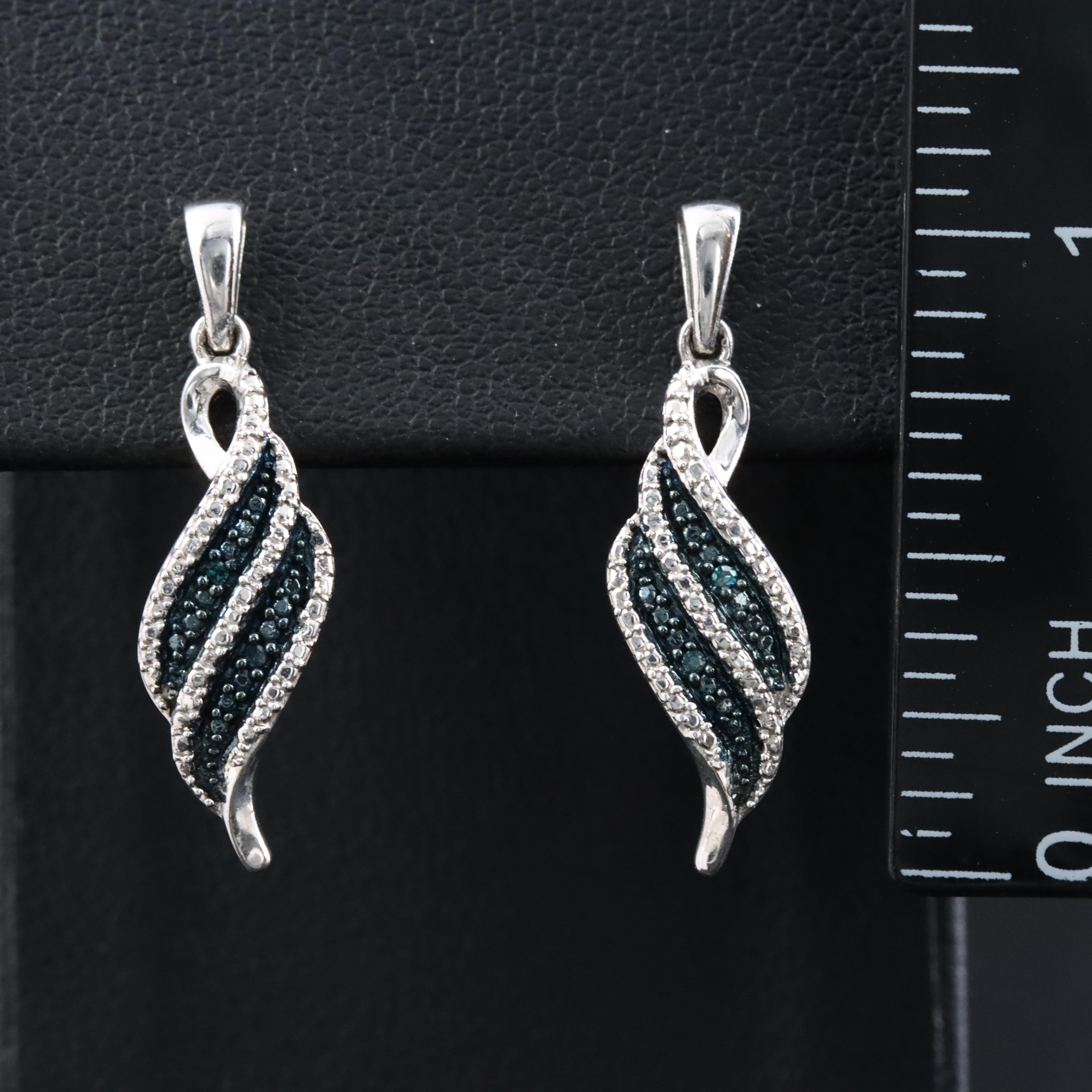Sterling Fancy Blue Lab Grown Diamond Earrings