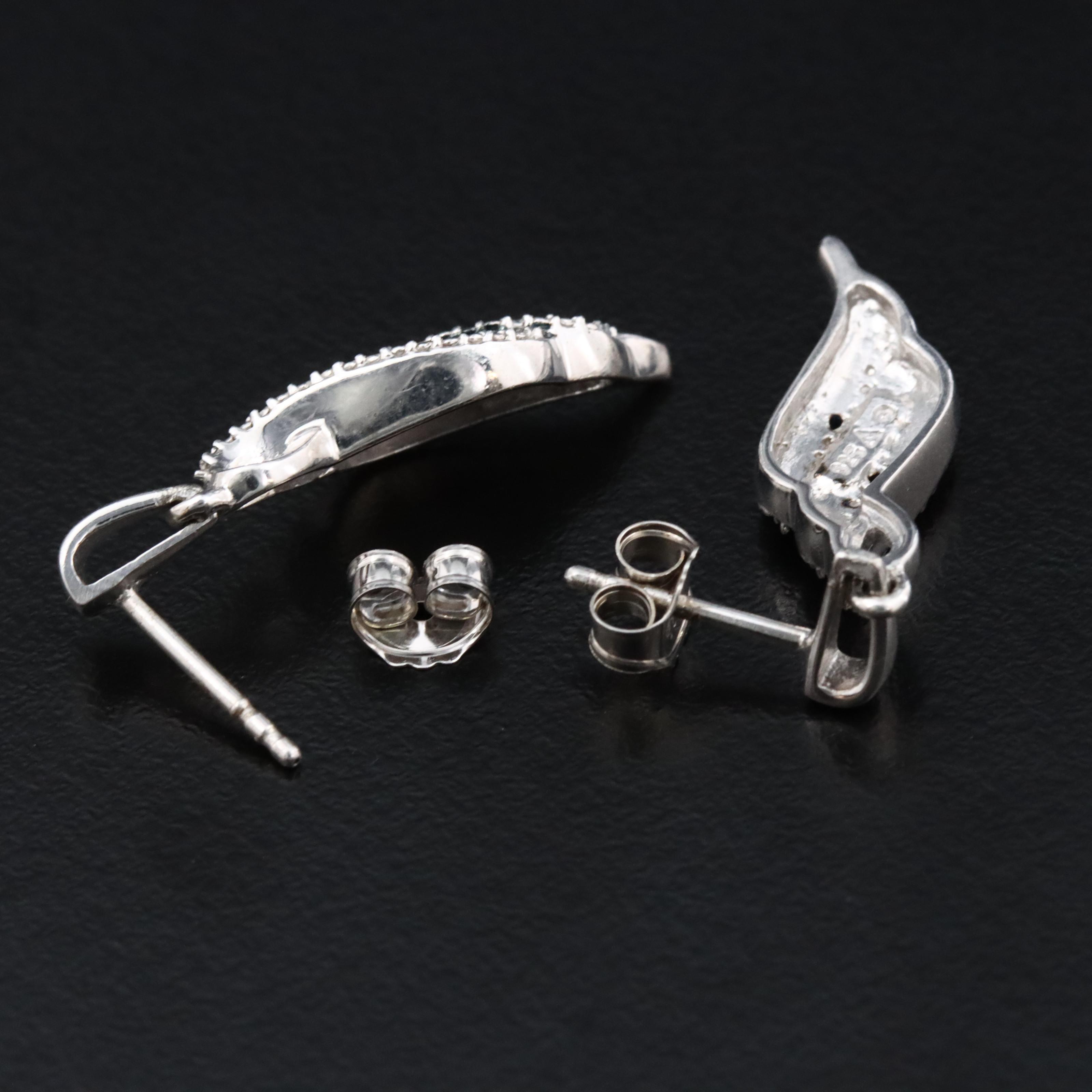 Sterling Fancy Blue Lab Grown Diamond Earrings