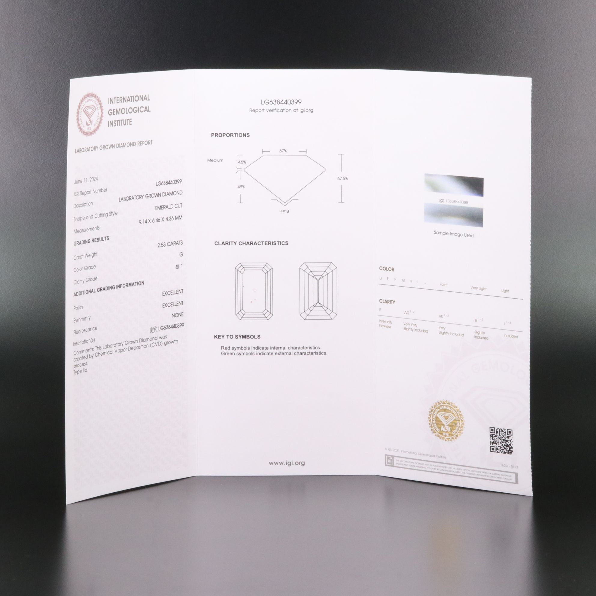 Loose 2.53 CT Lab Grown Diamond with IGI Report