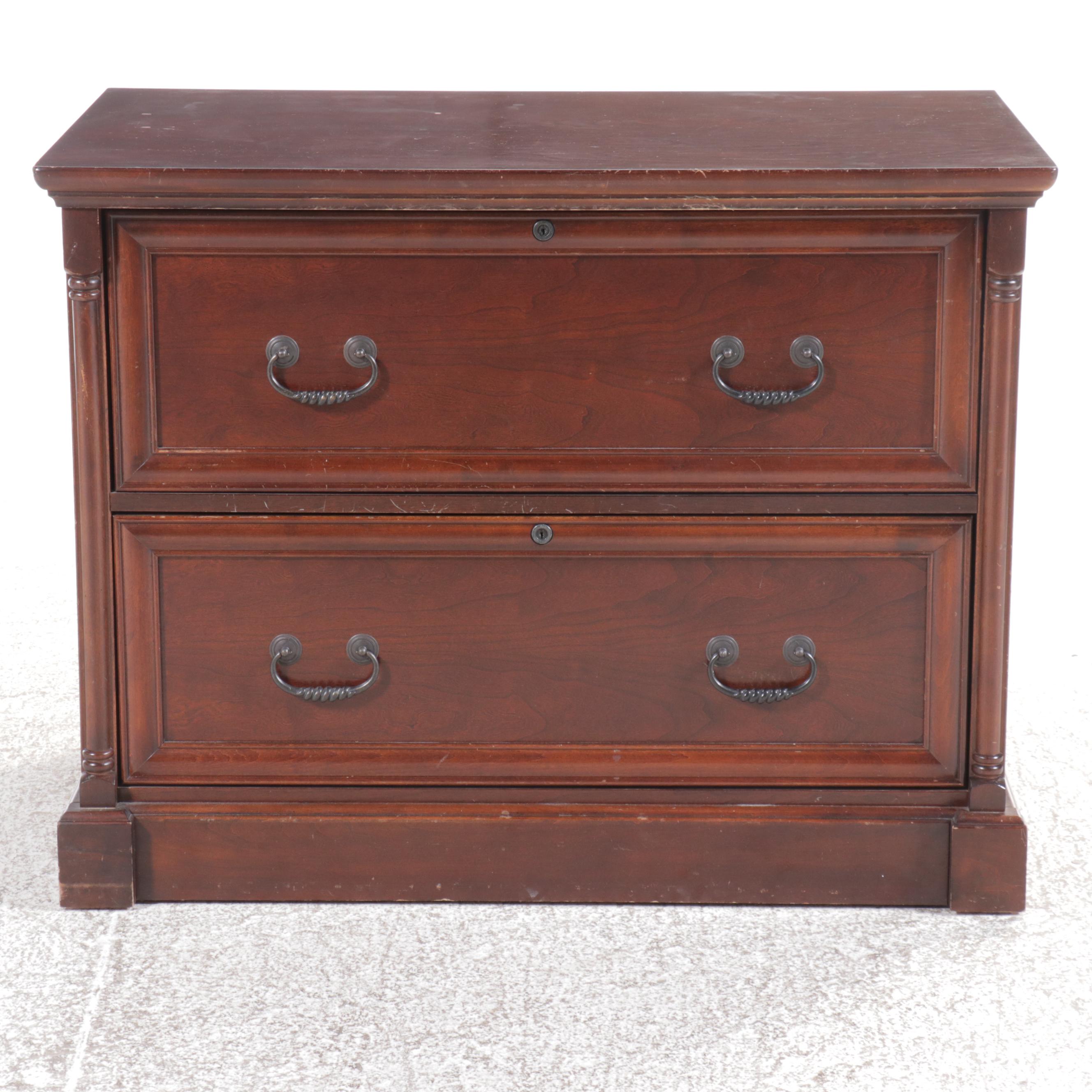Mahogany Two-Drawer Filing Cabiet with Cabinet