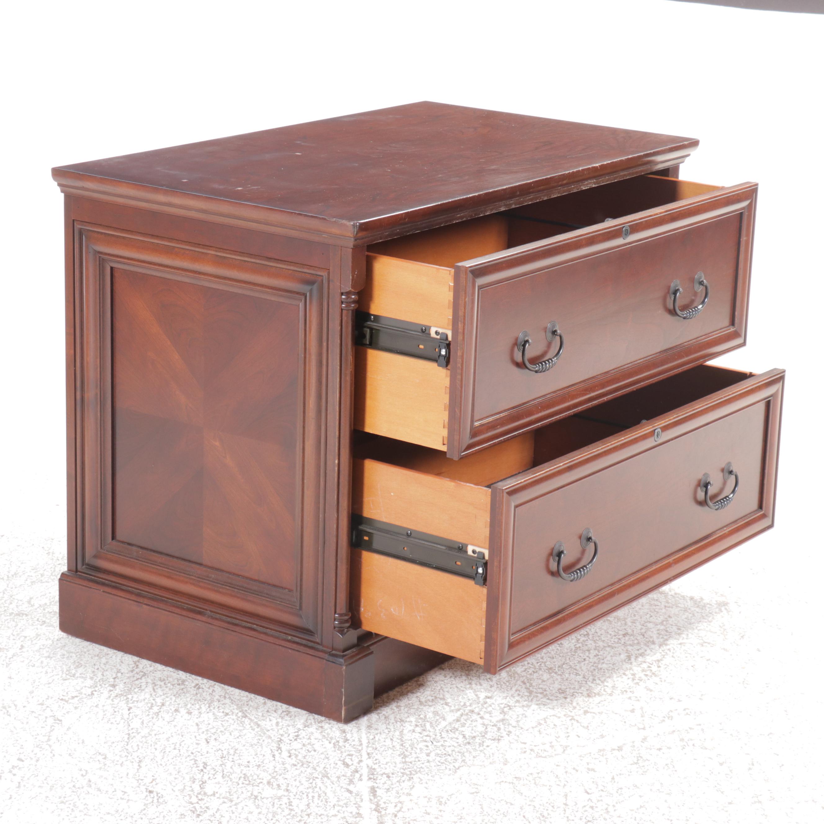 Mahogany Two-Drawer Filing Cabiet with Cabinet