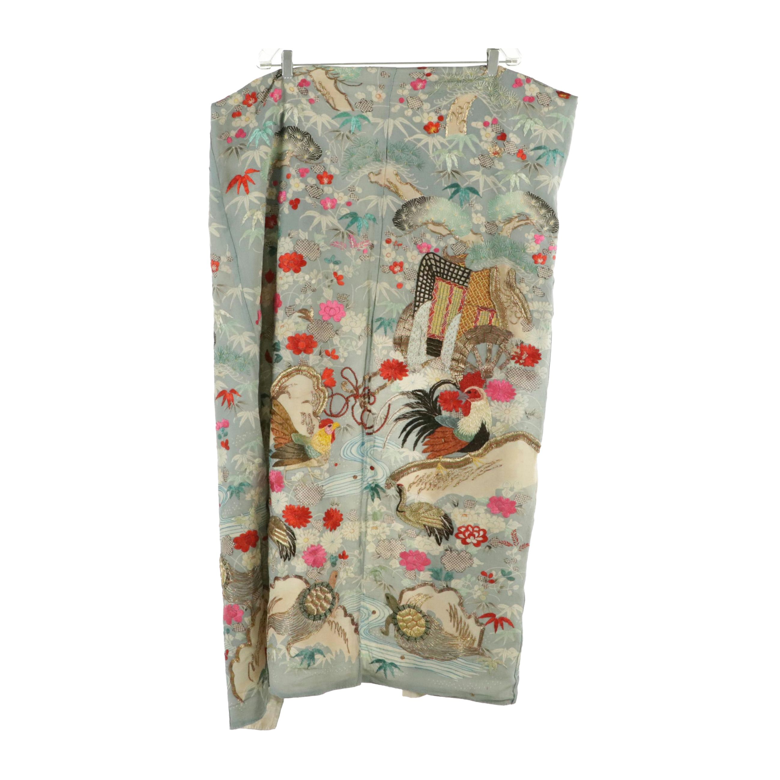 Japanese Traditional Yohaba Furoshiki in Repurposed Chirimen Furisode Kimono