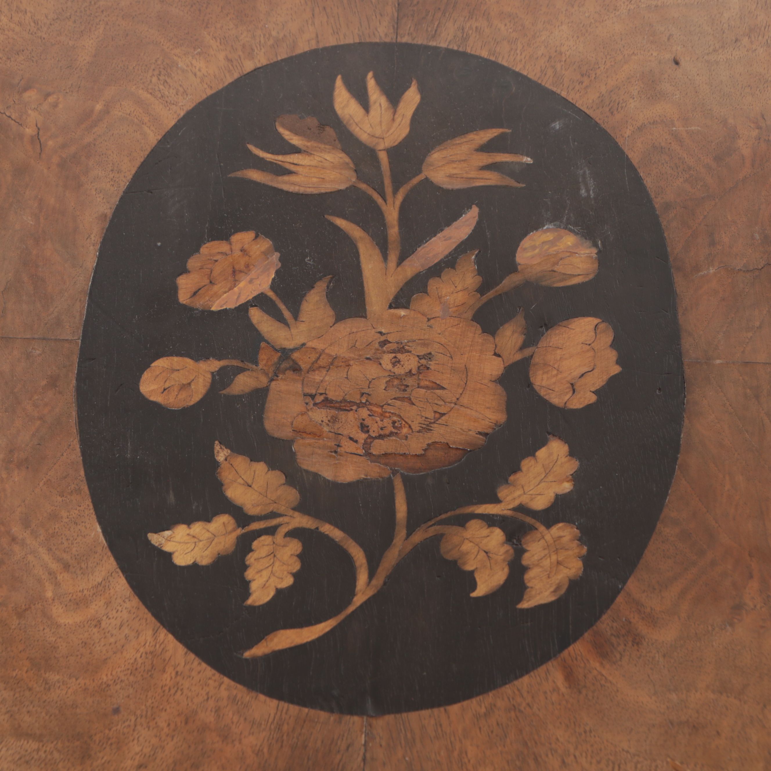 Italian Regency Style Walnut and Marquetry Inlaid Coffee Table