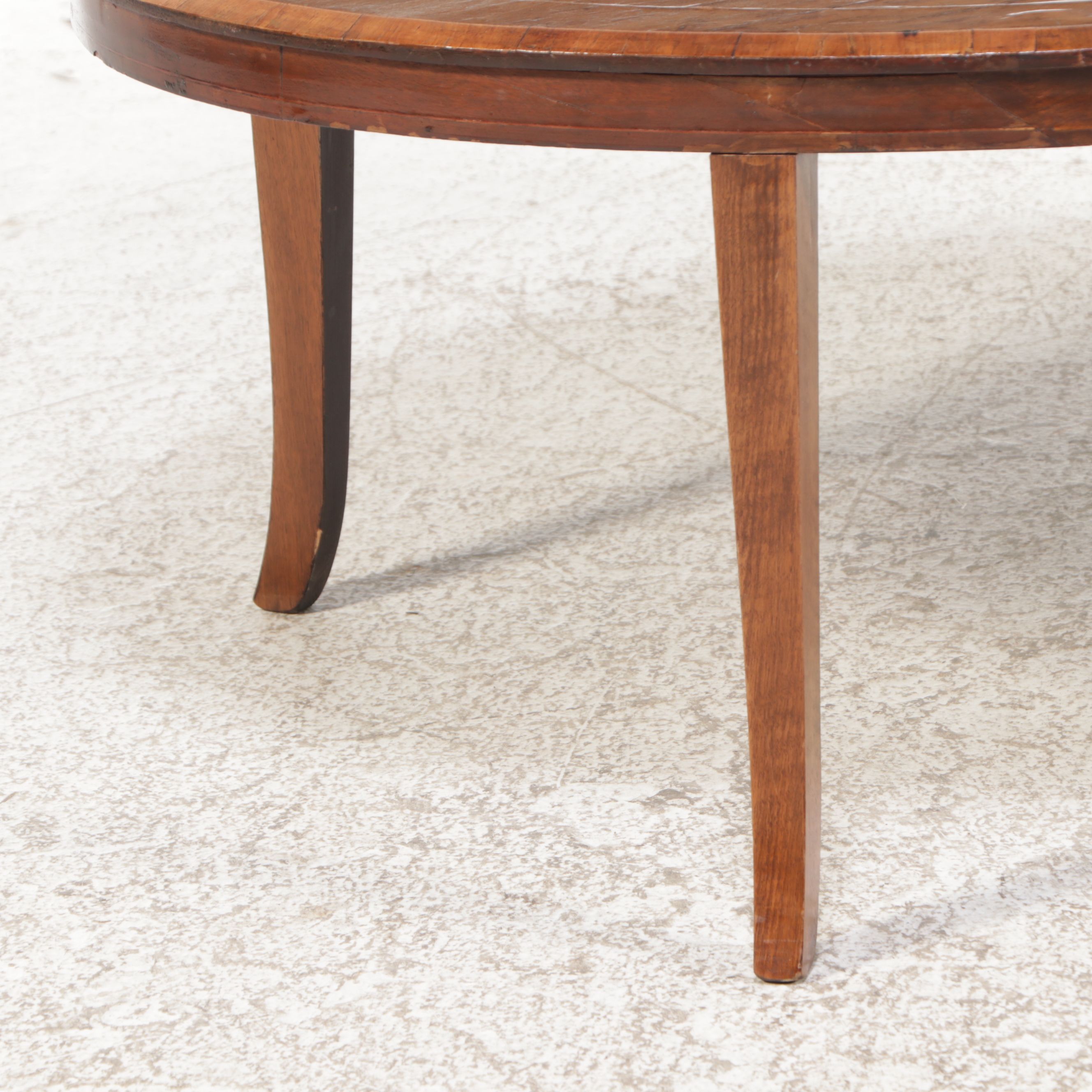 Italian Regency Style Walnut and Marquetry Inlaid Coffee Table