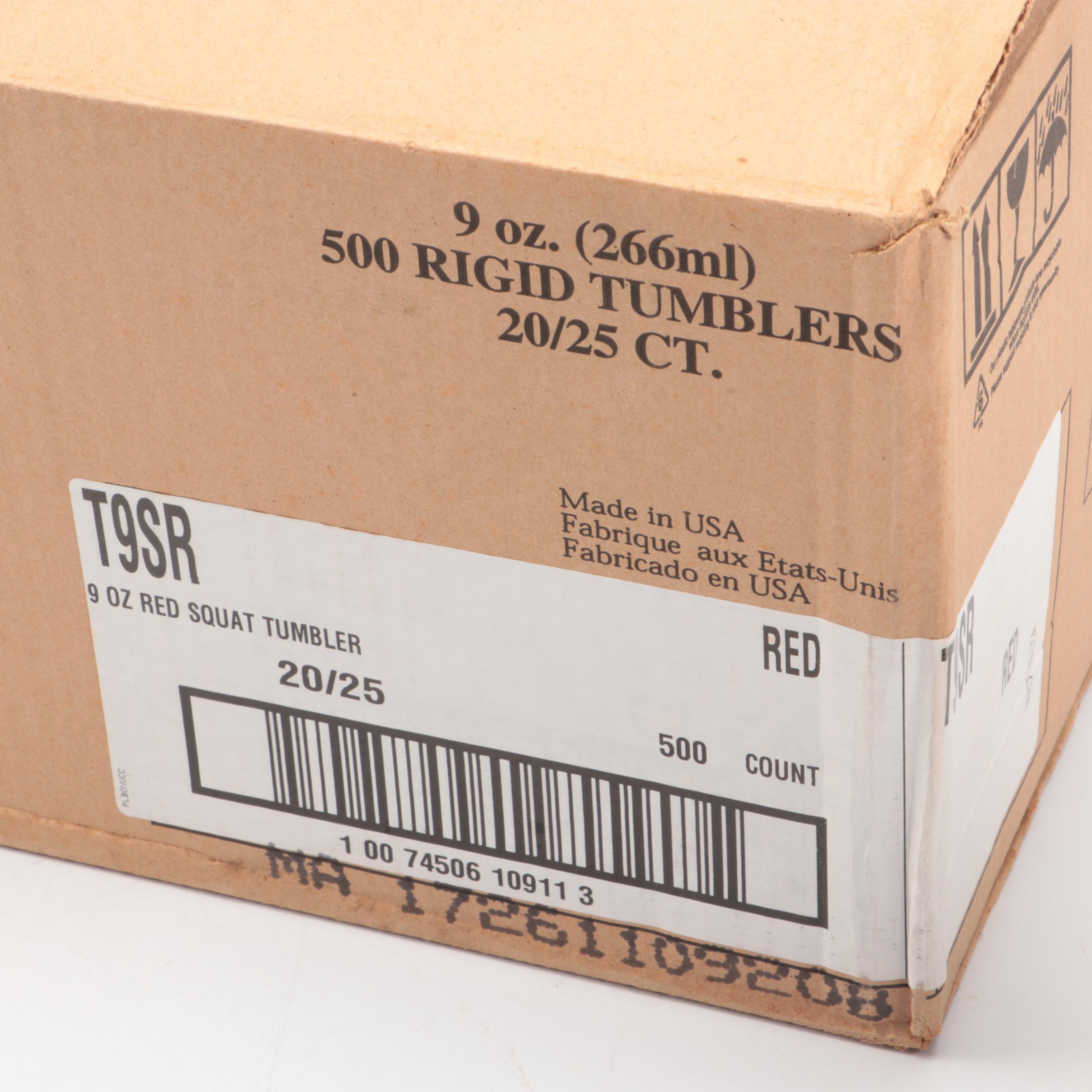 Red Plastic Tumblers with Paper Plates and Other Party Supplies