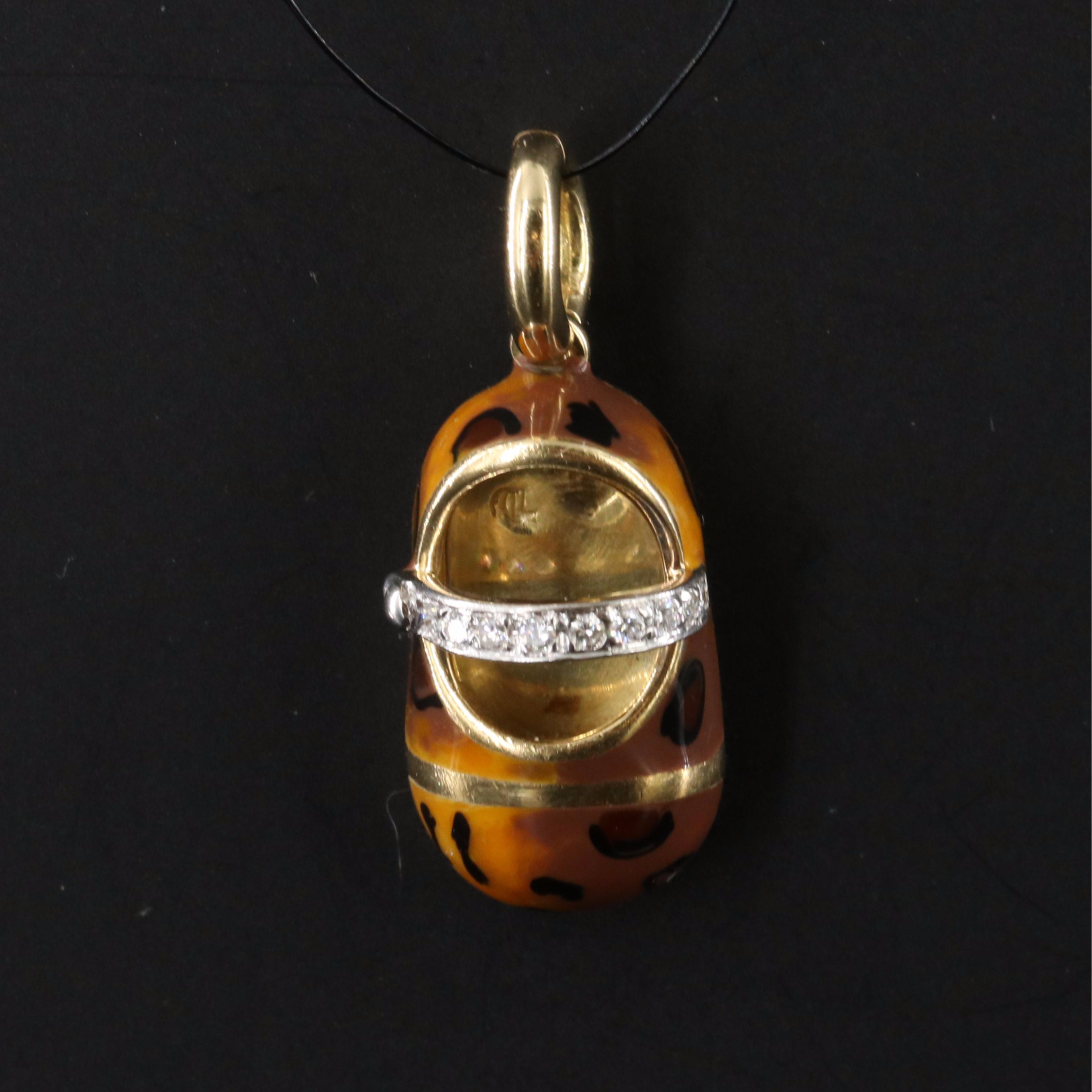 Aaron Basha 18K Diamond and Enamel Mary Jane Shoe Charm