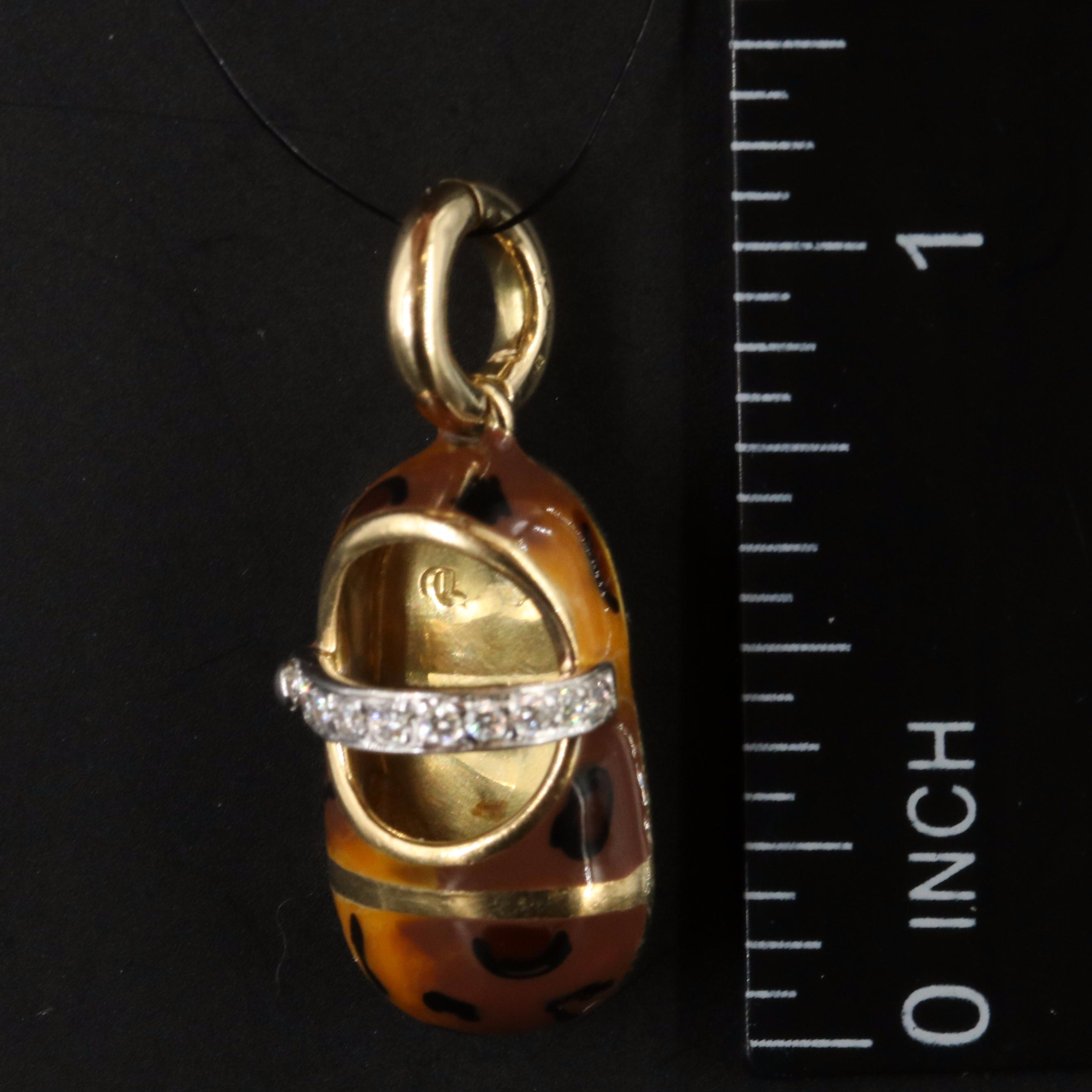 Aaron Basha 18K Diamond and Enamel Mary Jane Shoe Charm