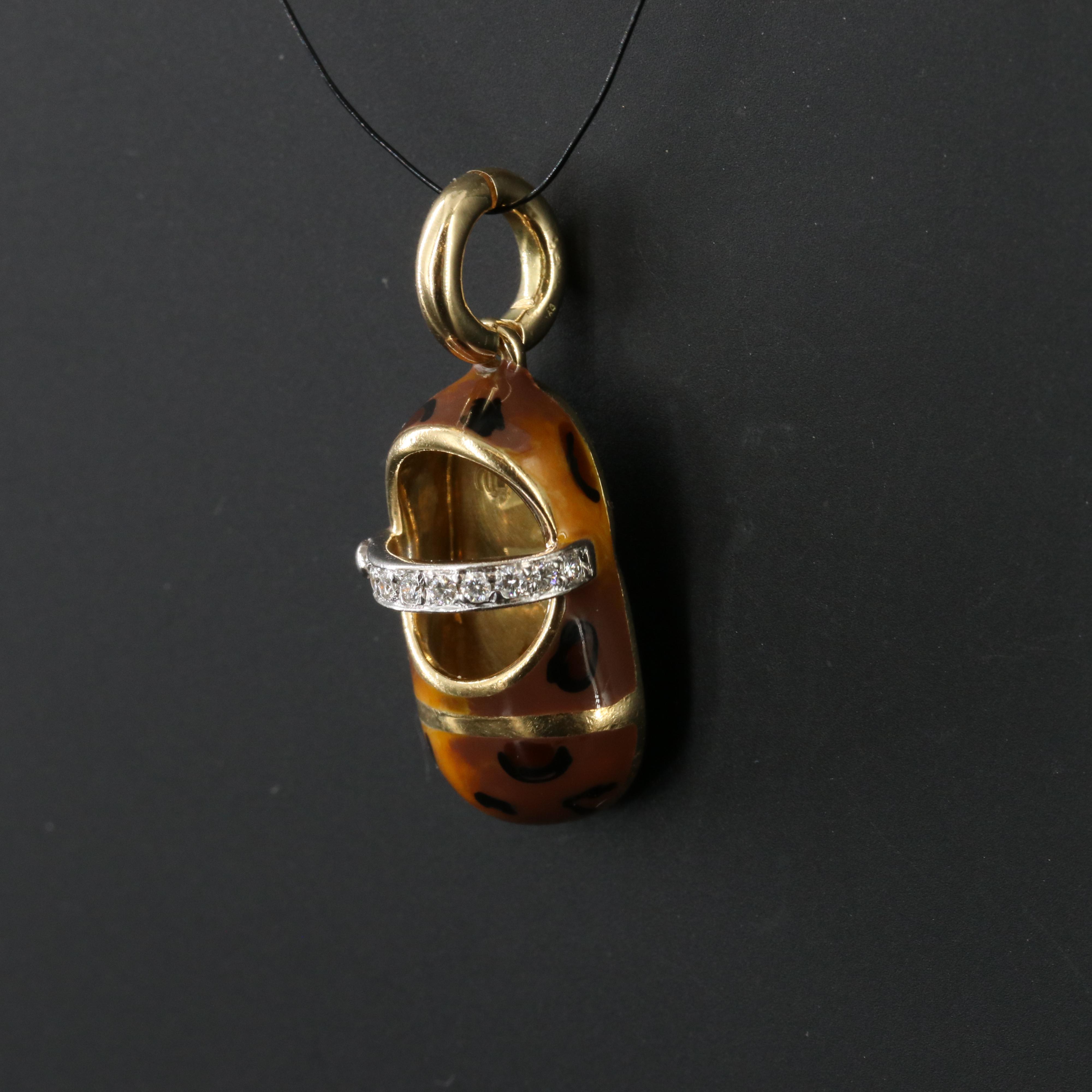 Aaron Basha 18K Diamond and Enamel Mary Jane Shoe Charm