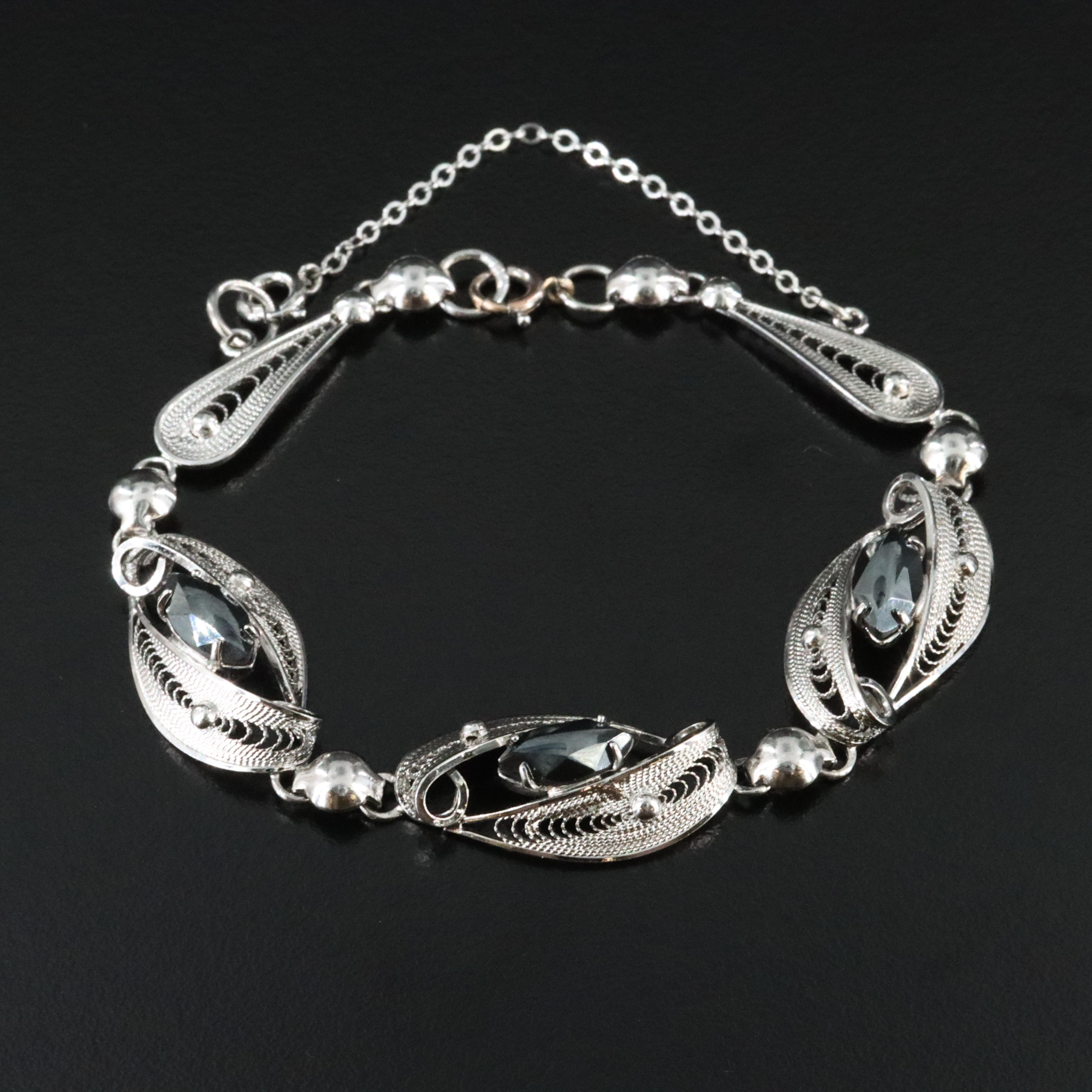 Sorrento Sterling Hematite Filigree Bracelet