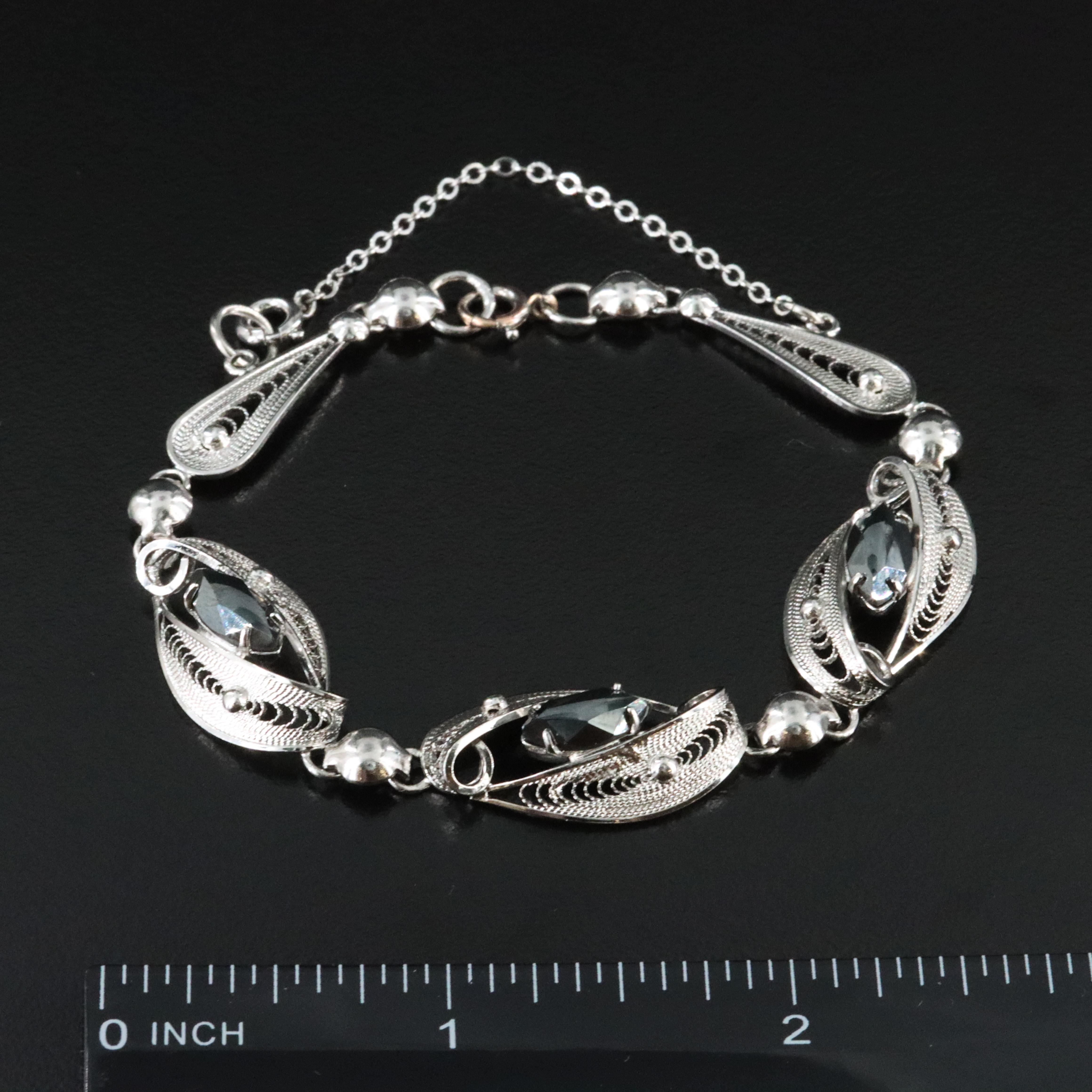 Sorrento Sterling Hematite Filigree Bracelet