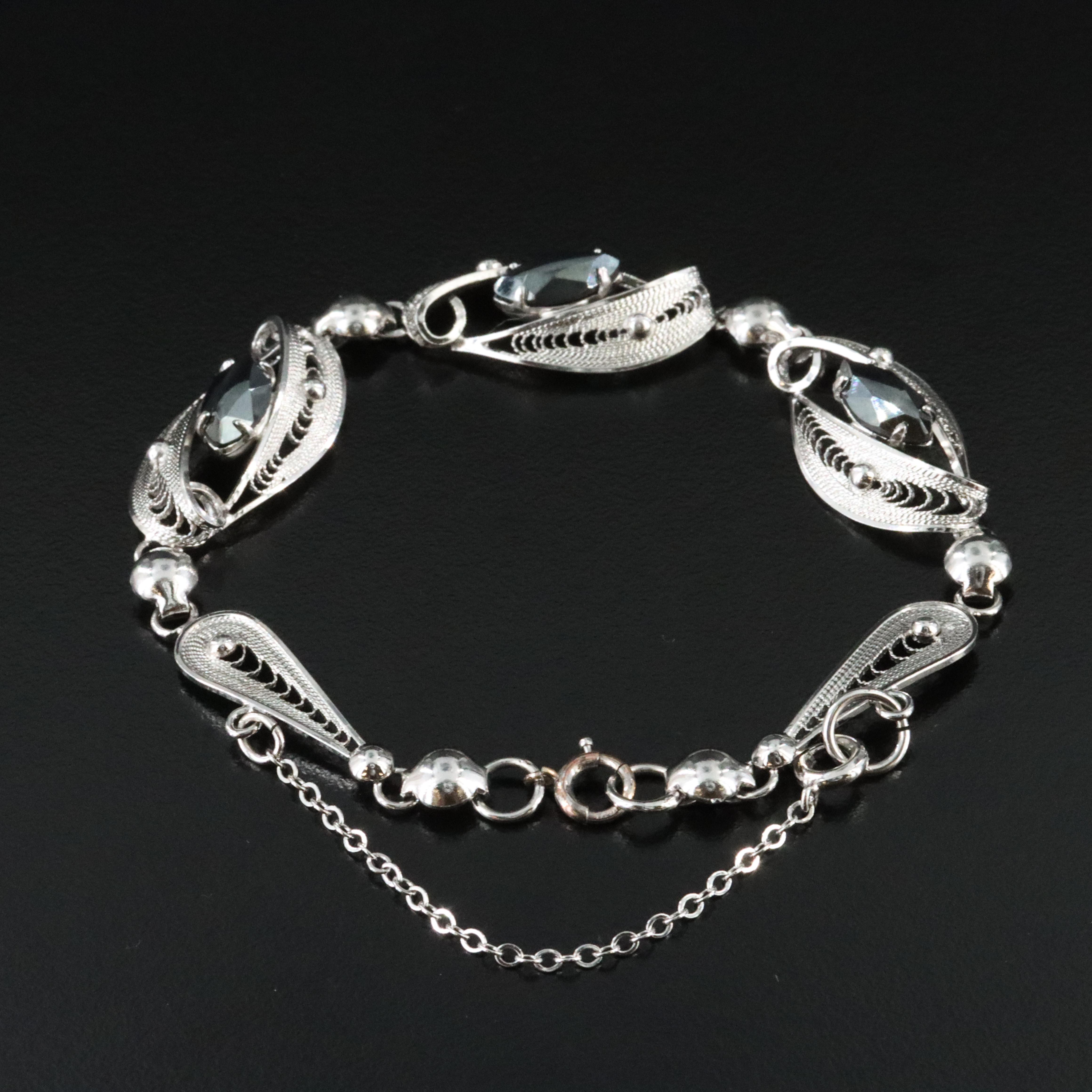 Sorrento Sterling Hematite Filigree Bracelet