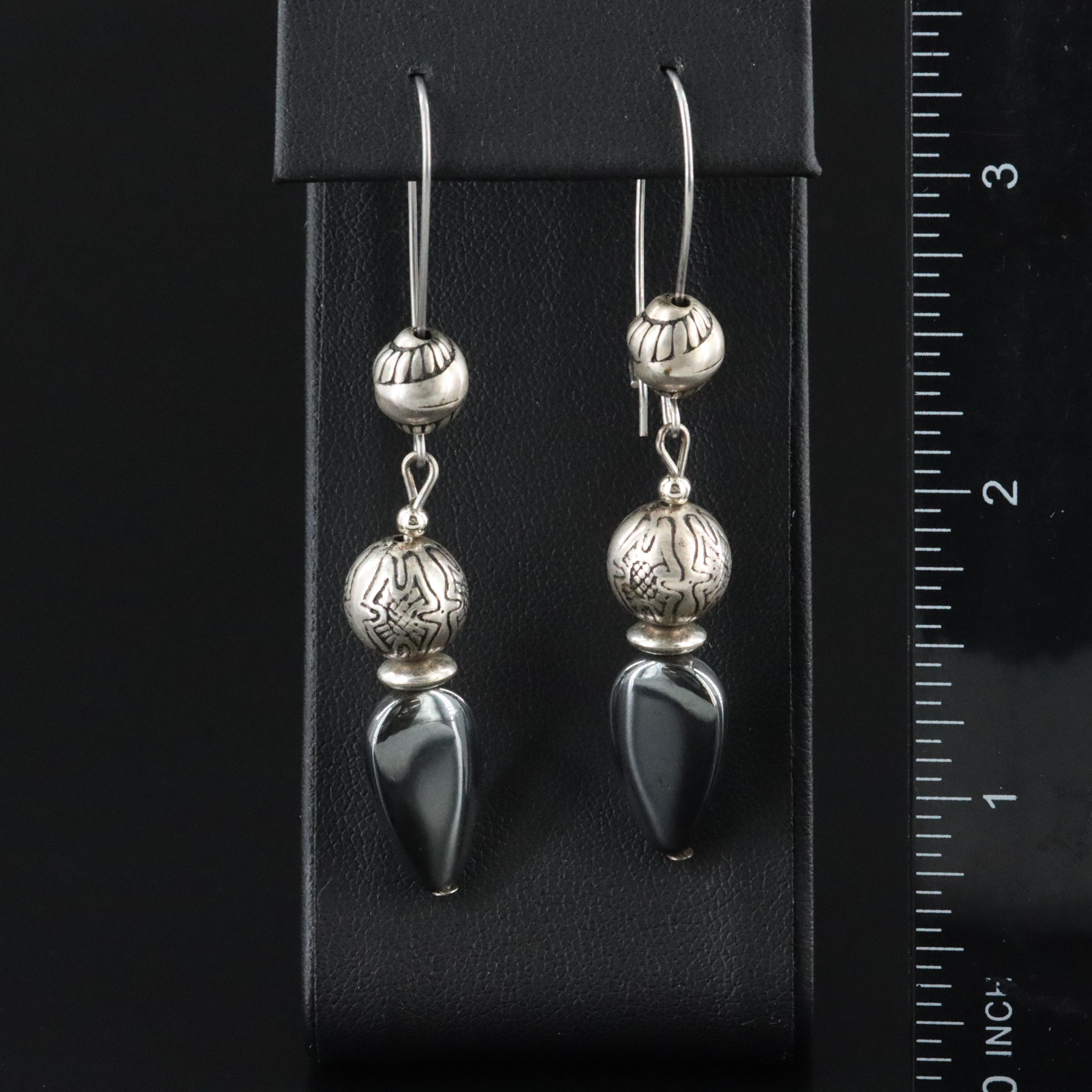 Hematite Drop Earrings