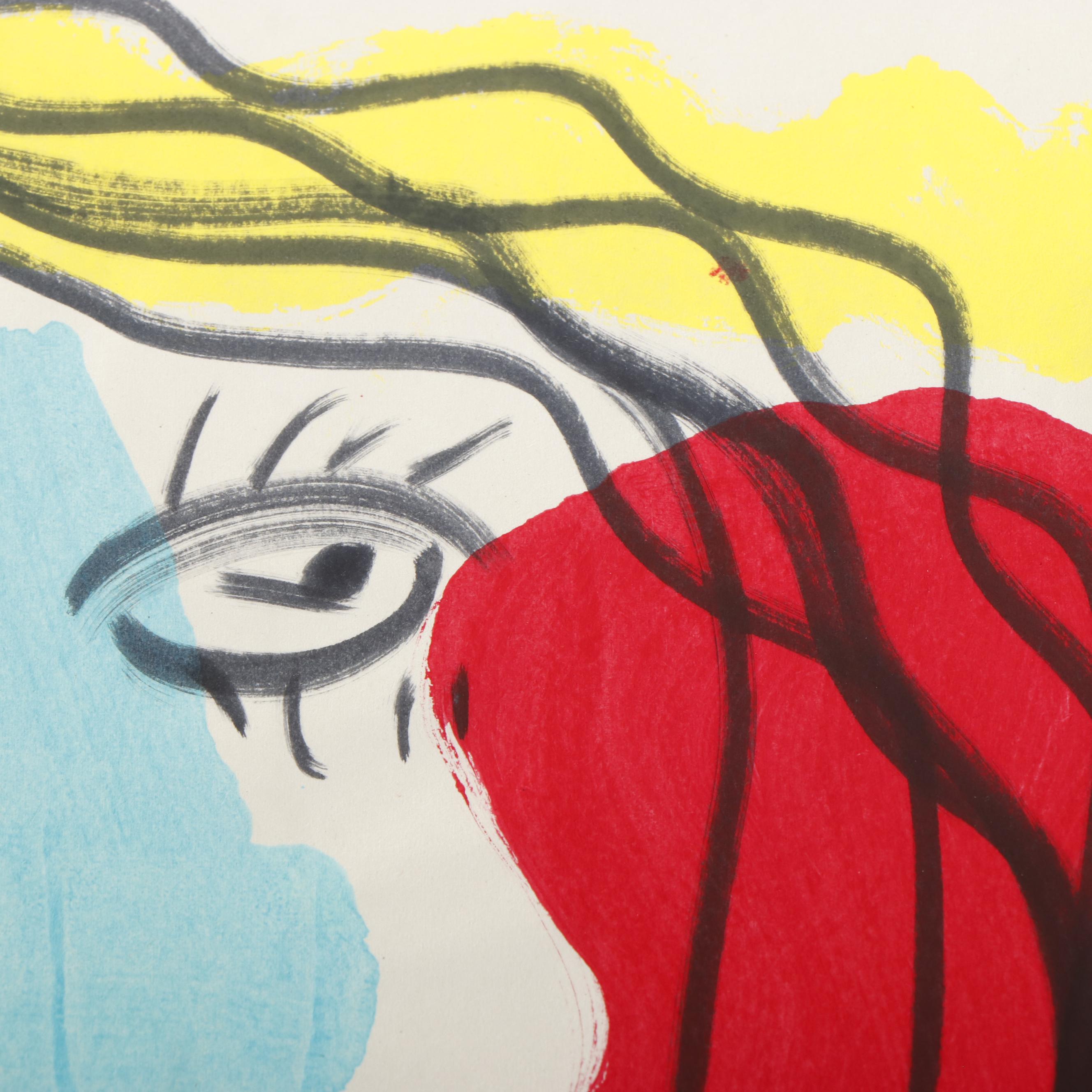 Peter Keil Abstract Acrylic Portrait Painting, Late 20th Century