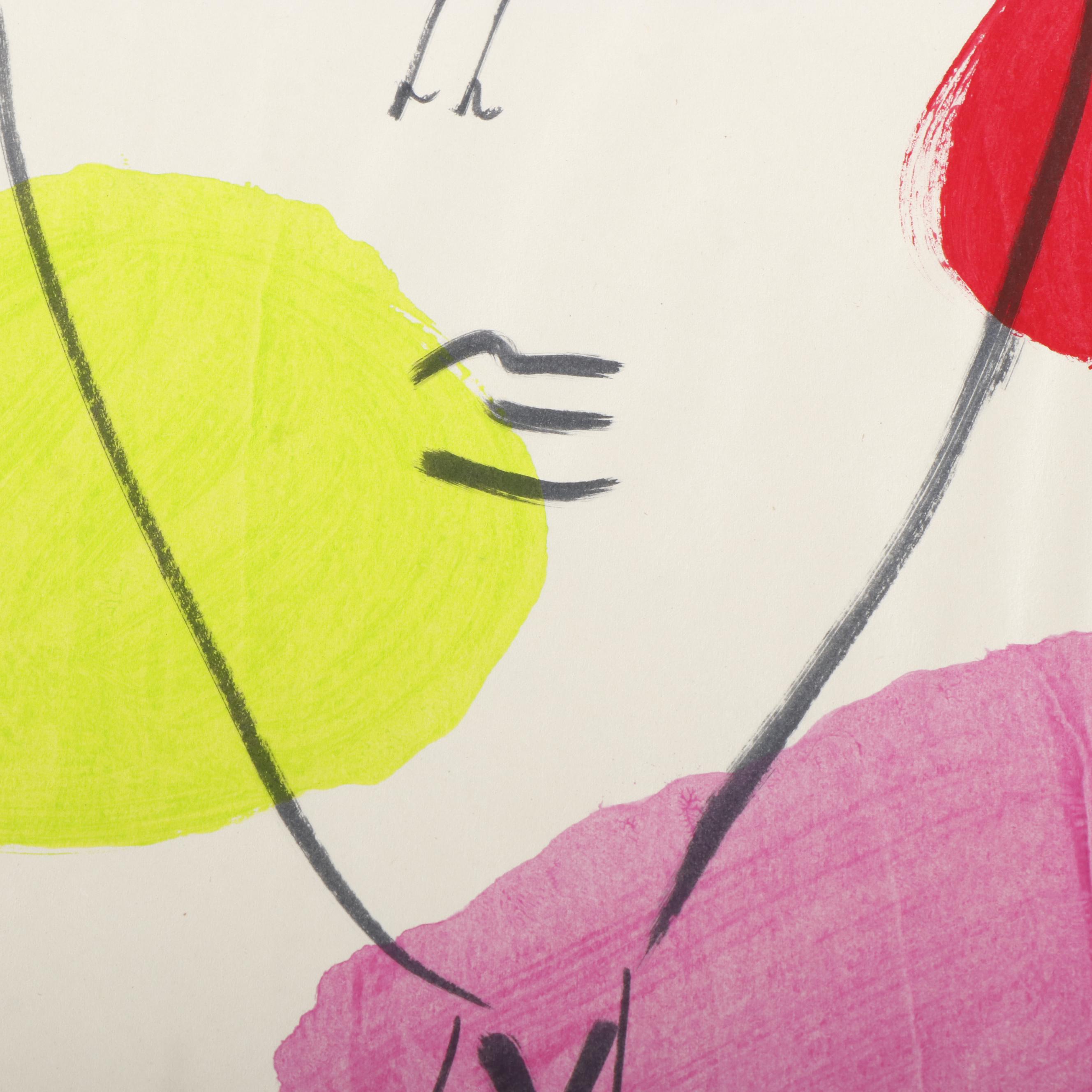 Peter Keil Abstract Acrylic Portrait Painting, Late 20th Century