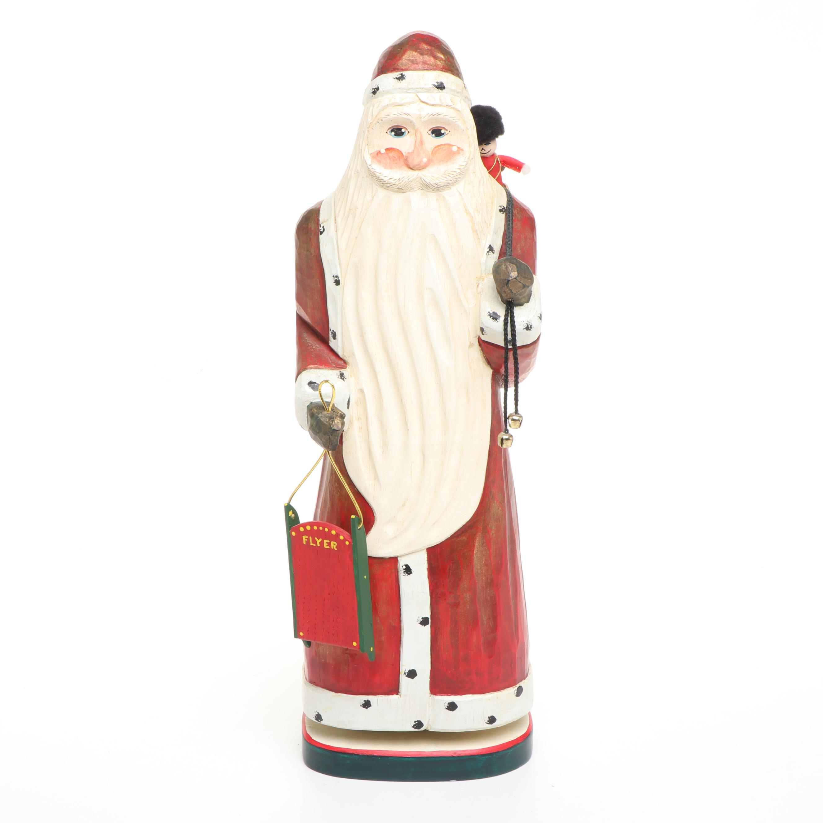 Dick Rolander Wooden Santa Claus Figurine, 1994