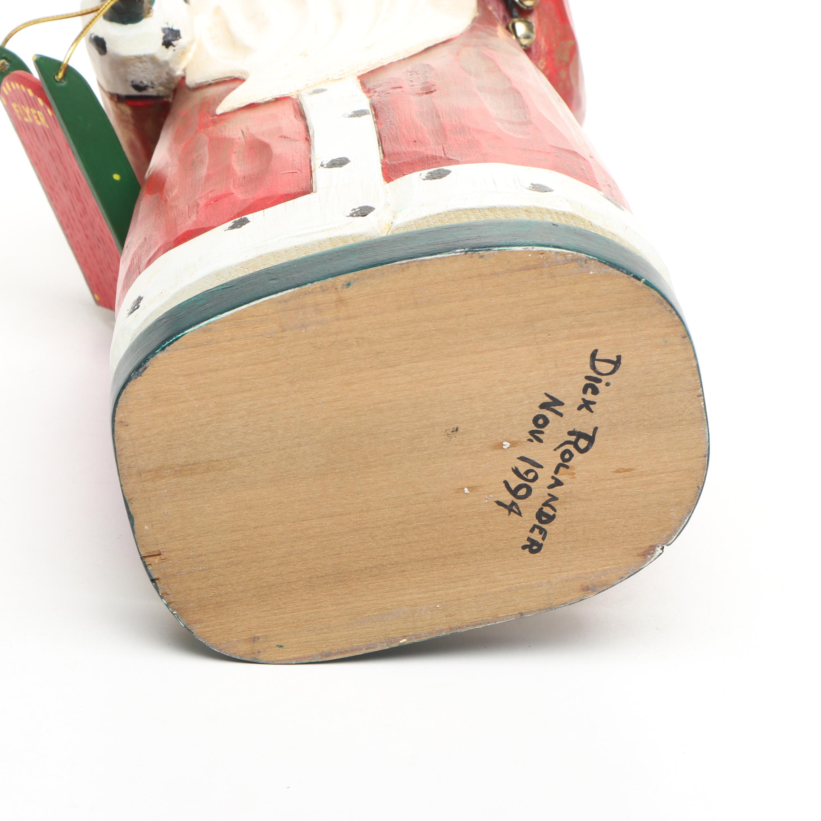 Dick Rolander Wooden Santa Claus Figurine, 1994