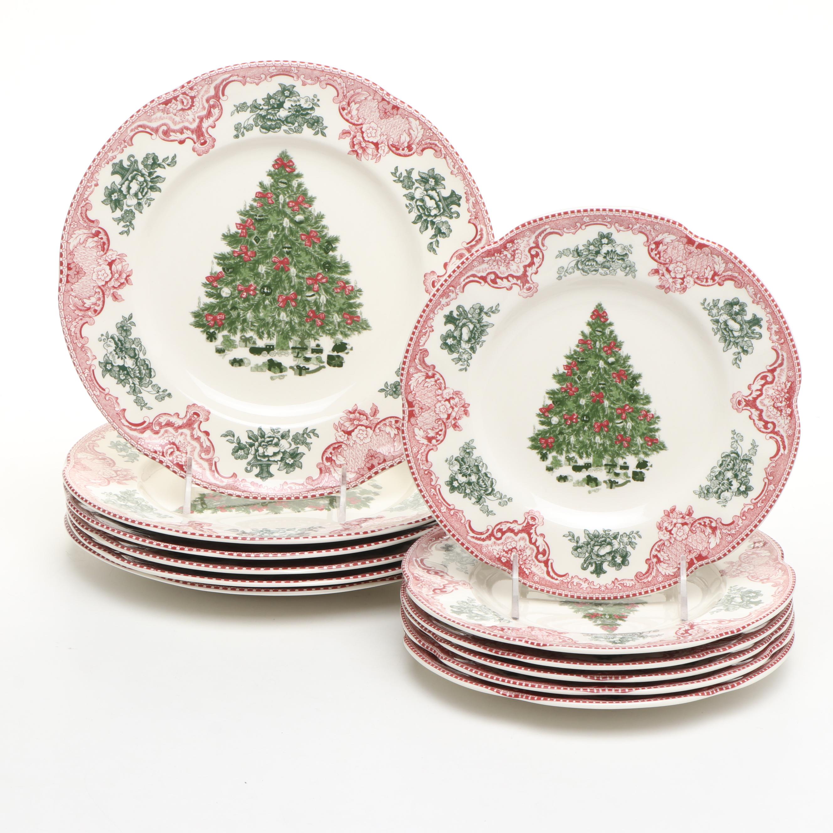 Johnson Bros. "Old Britain Castles" Porcelain Christmas Salad and Dinner Plates