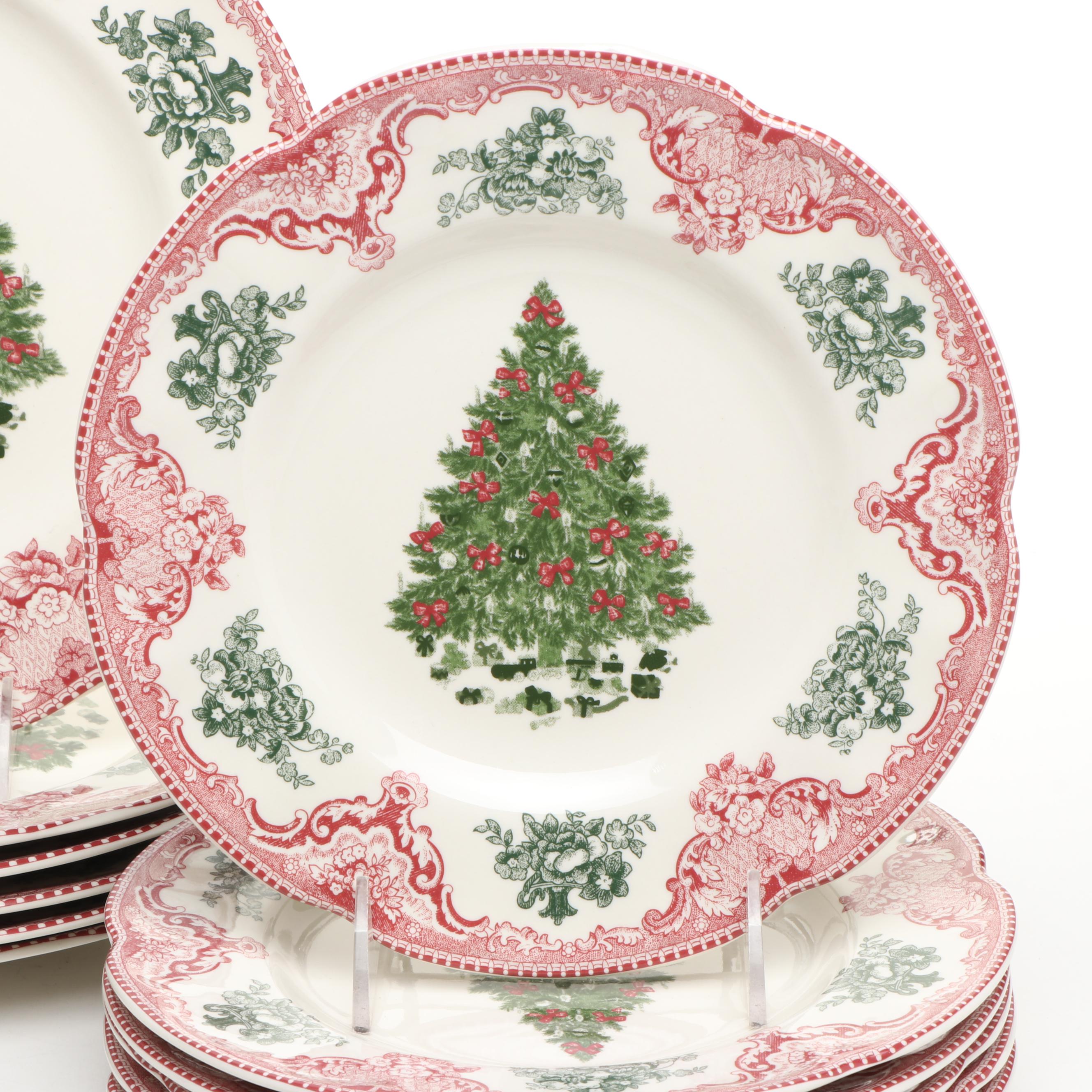 Johnson Bros. "Old Britain Castles" Porcelain Christmas Salad and Dinner Plates