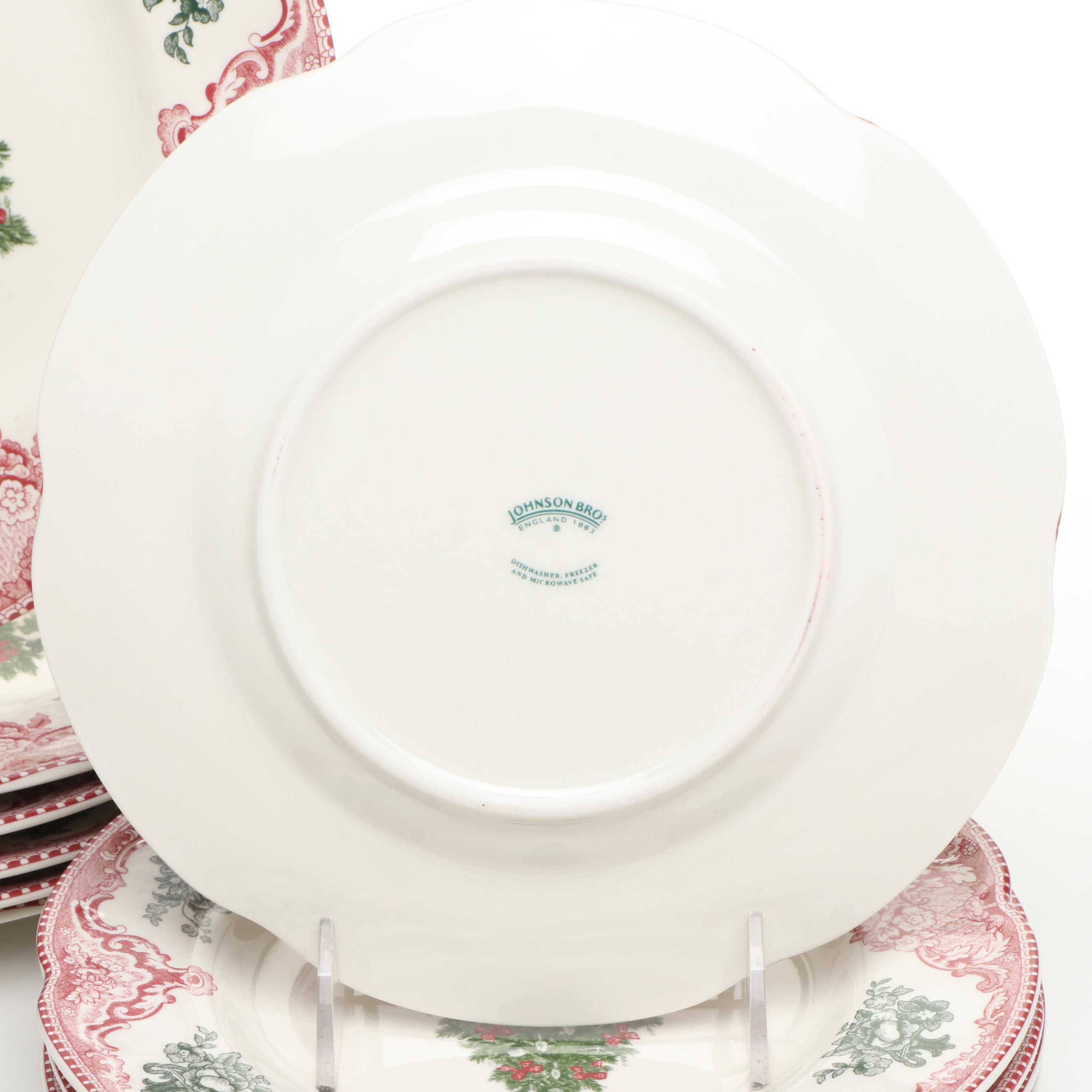 Johnson Bros. "Old Britain Castles" Porcelain Christmas Salad and Dinner Plates