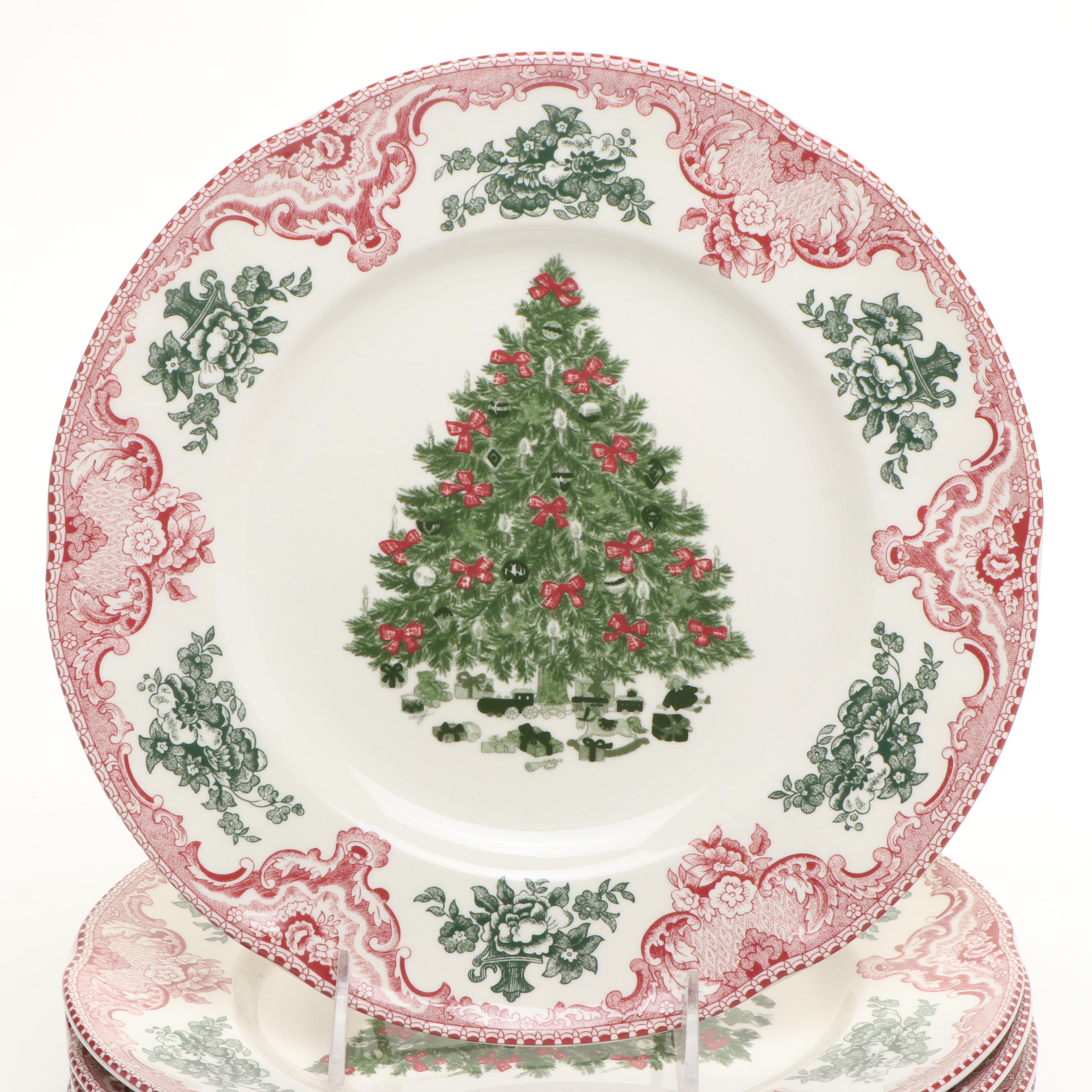 Johnson Bros. "Old Britain Castles" Porcelain Christmas Salad and Dinner Plates