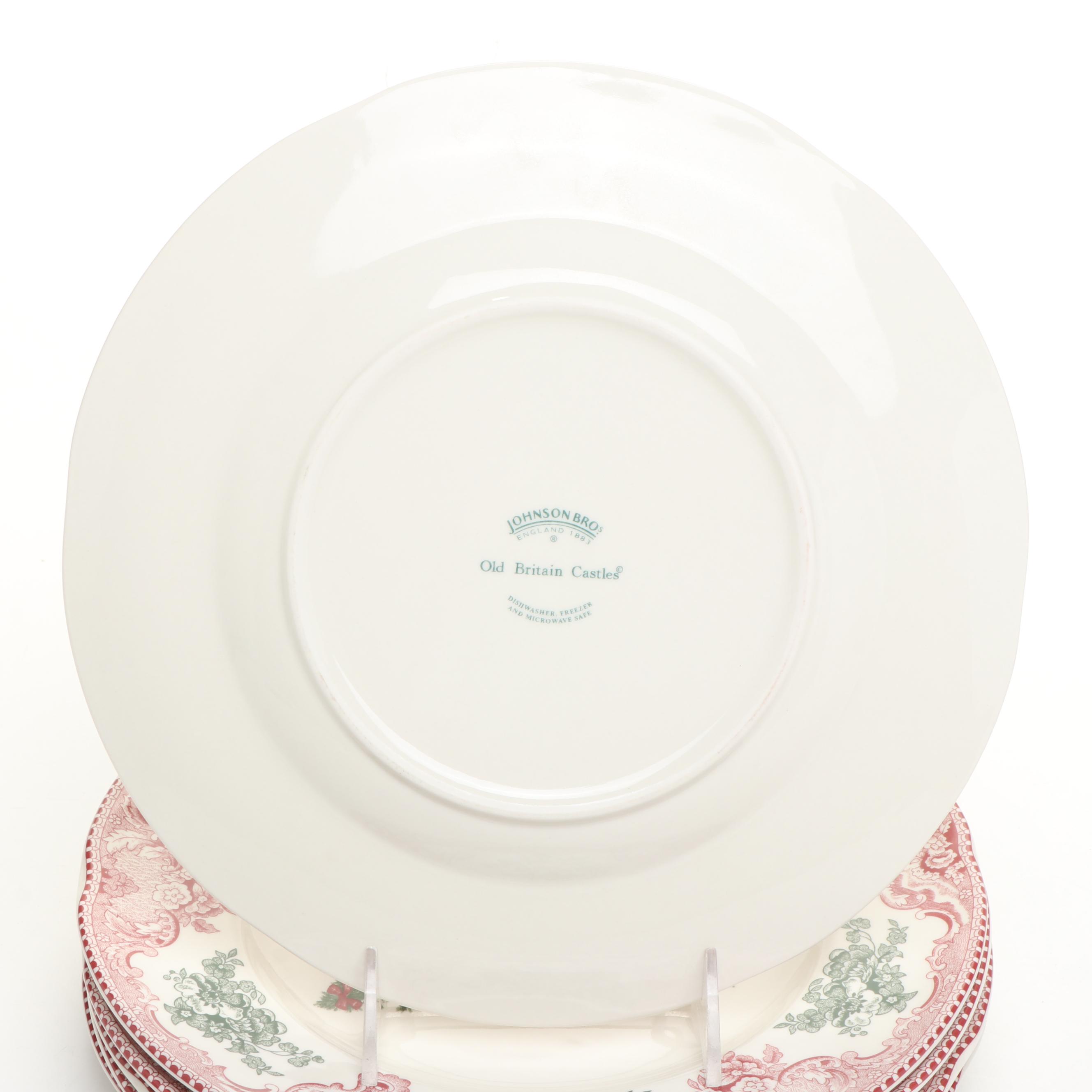 Johnson Bros. "Old Britain Castles" Porcelain Christmas Salad and Dinner Plates