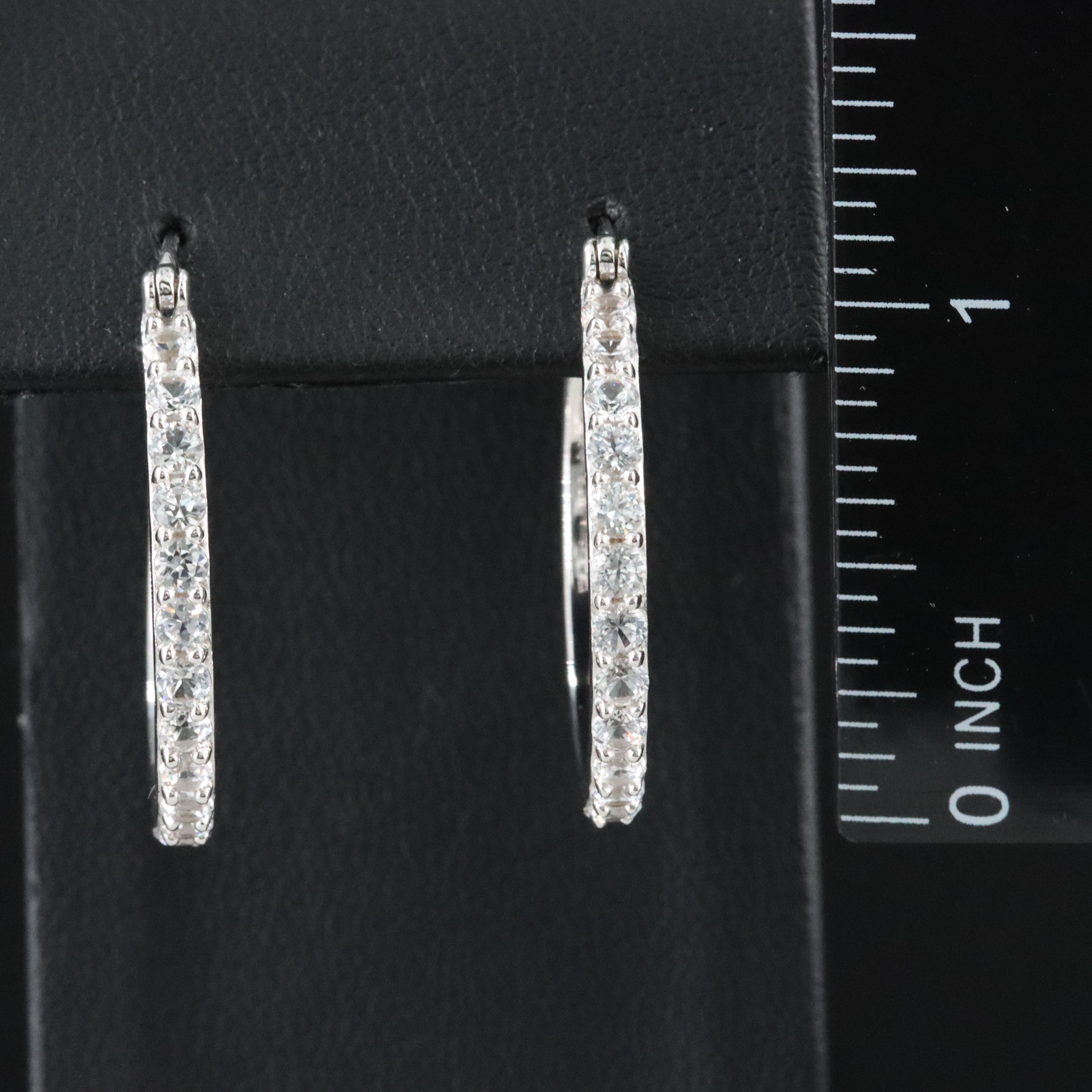 Sterling White Sapphire Hoop Earrings