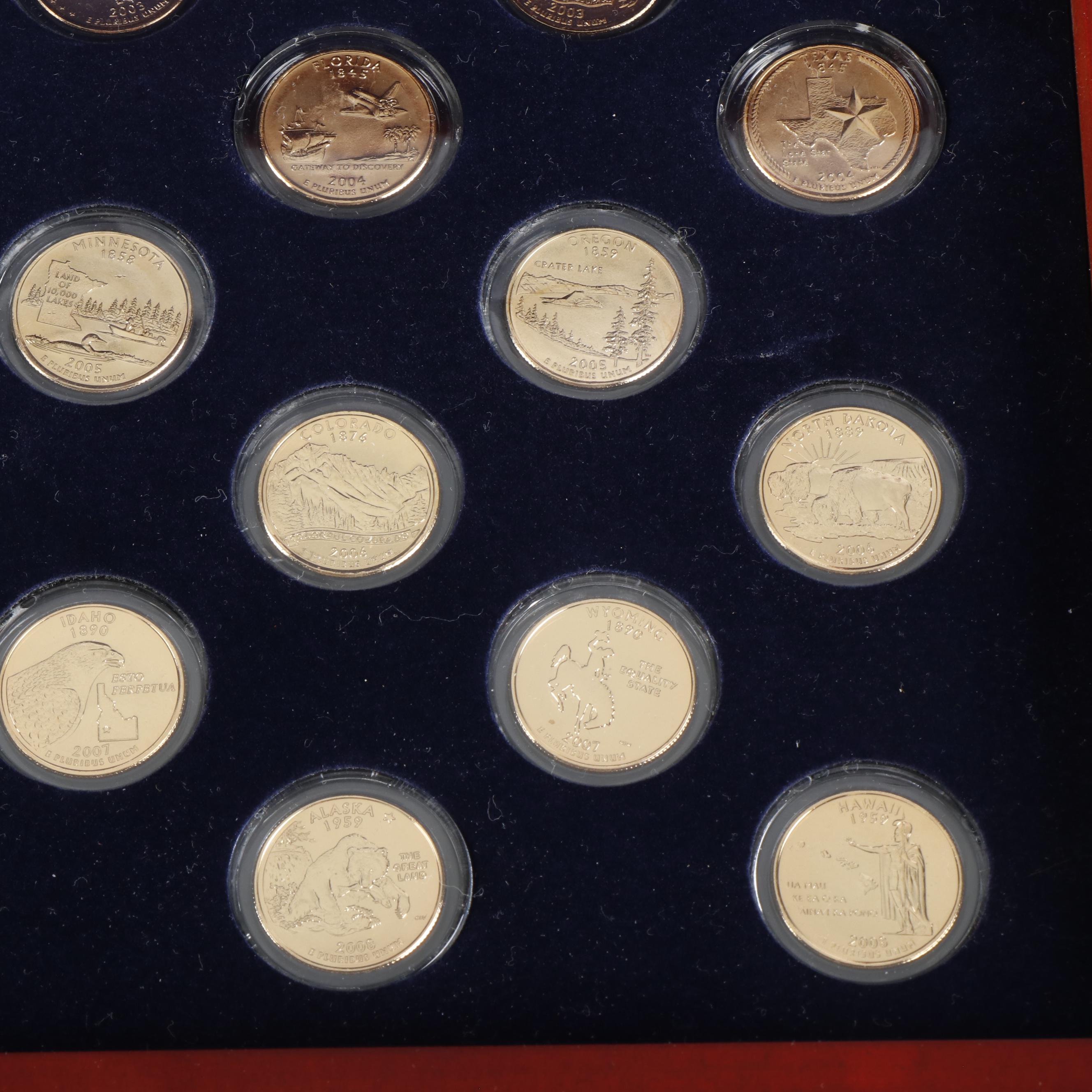 Complete Collection of 50 Gold Toned State Quarters from the Denver Mint