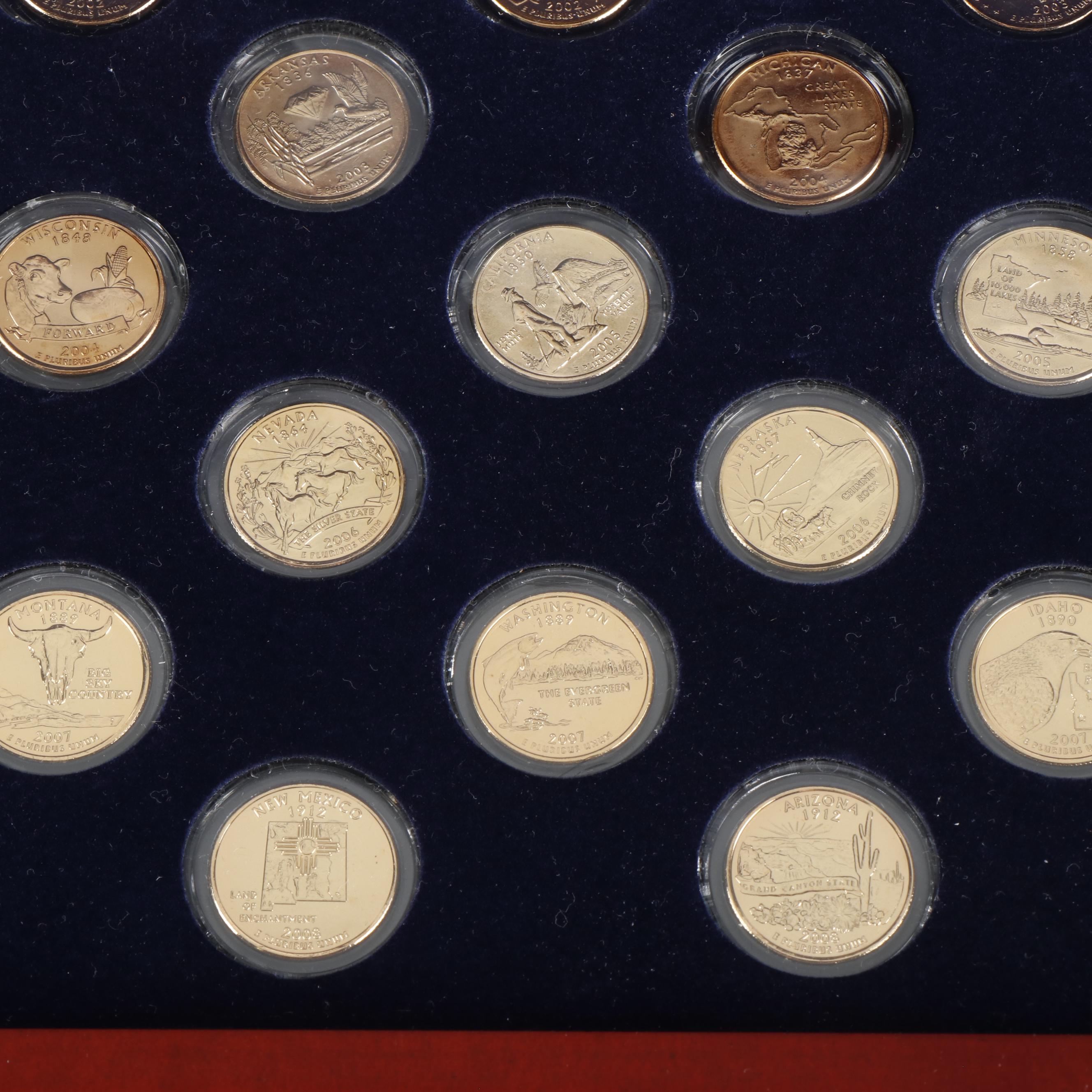 Complete Collection of 50 Gold Toned State Quarters from the Denver Mint