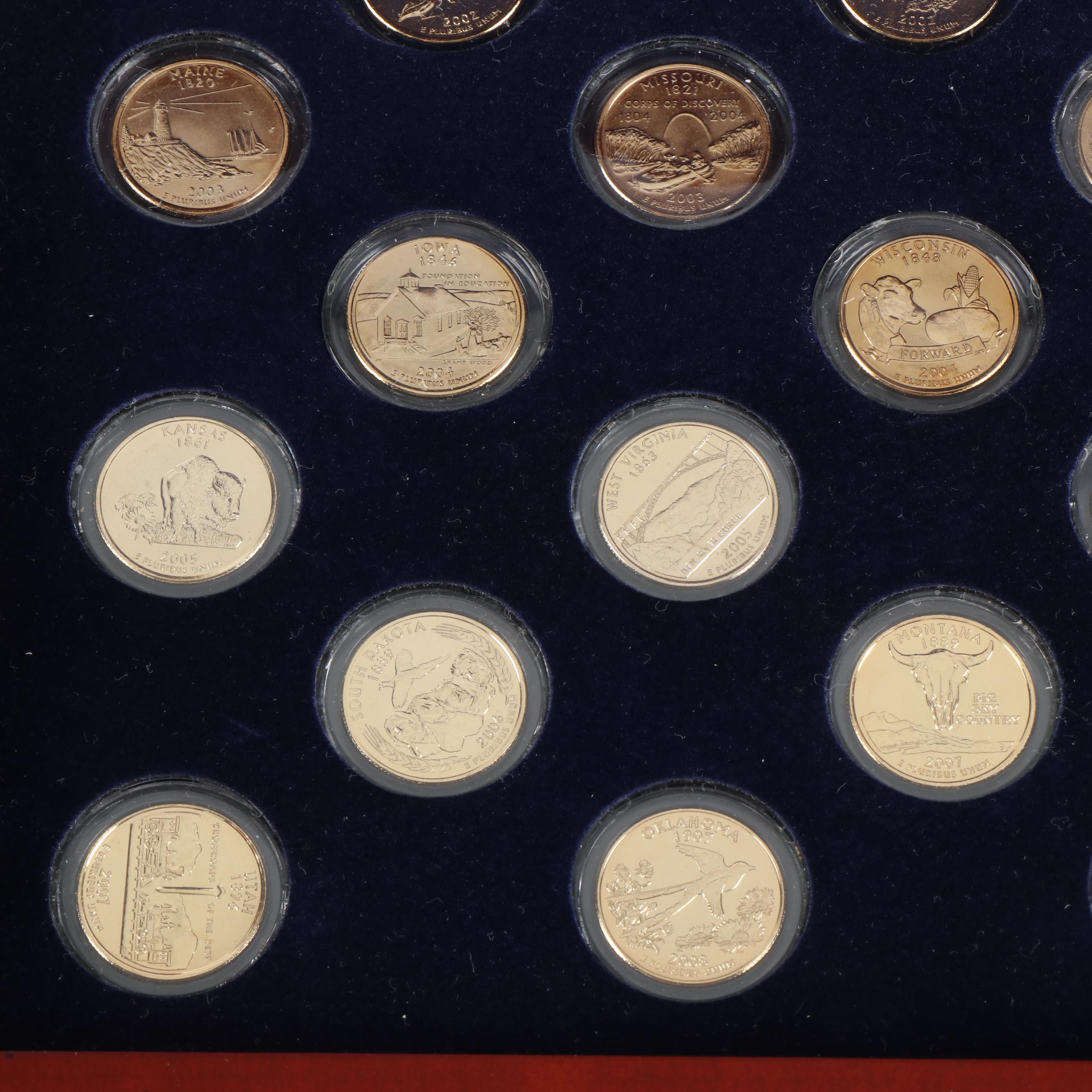 Complete Collection of 50 Gold Toned State Quarters from the Denver Mint
