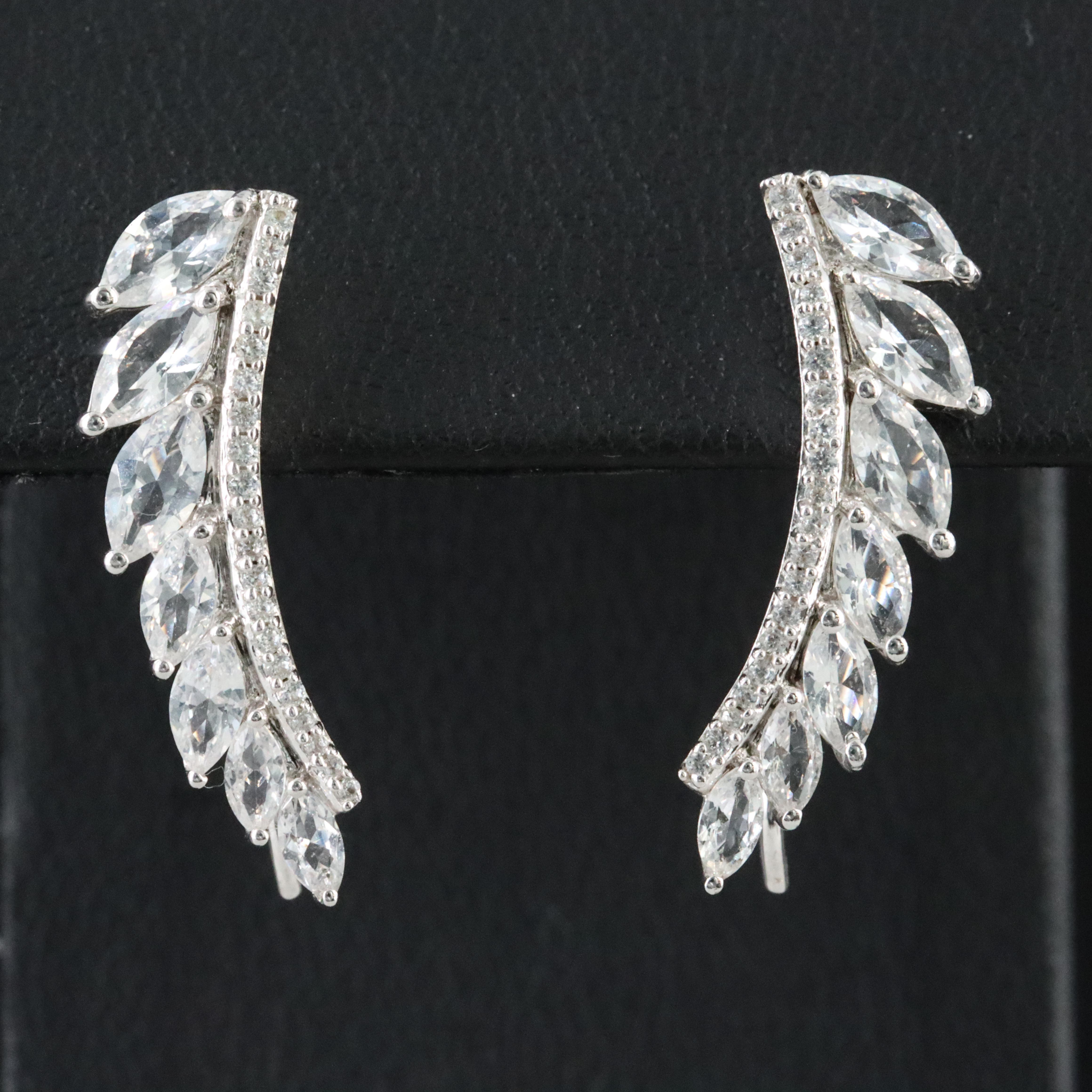 Sterling White Sapphire Ear Climbers