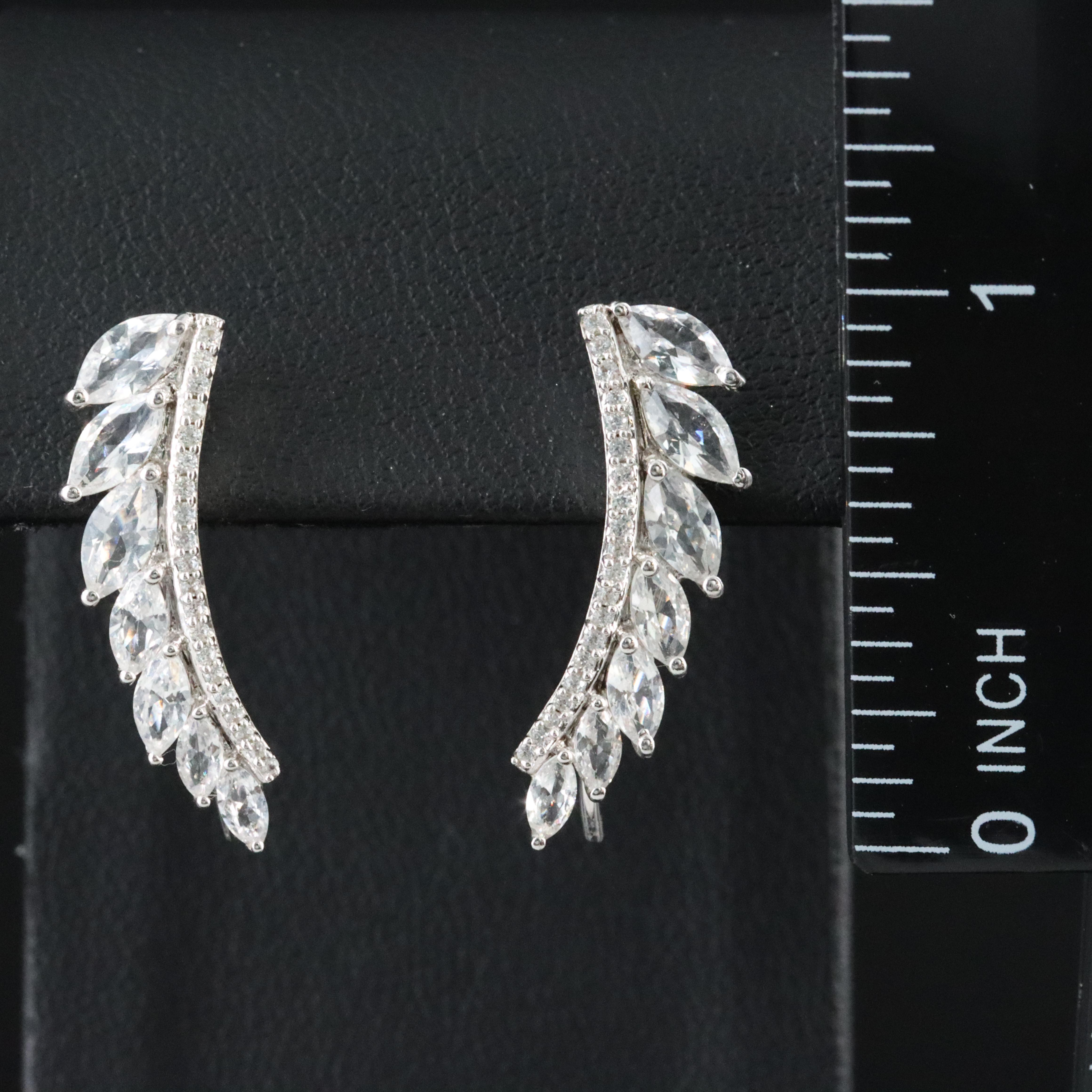 Sterling White Sapphire Ear Climbers