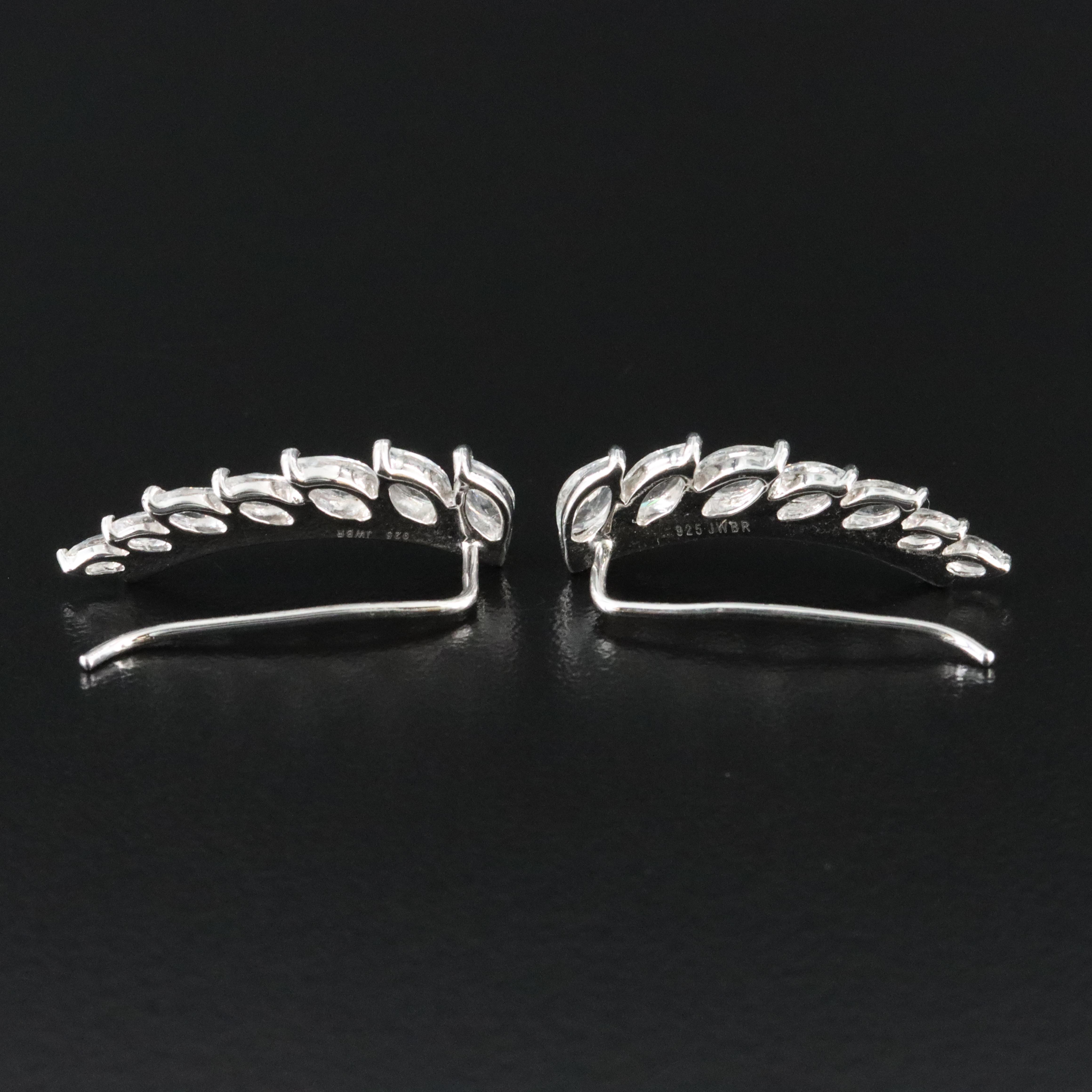 Sterling White Sapphire Ear Climbers