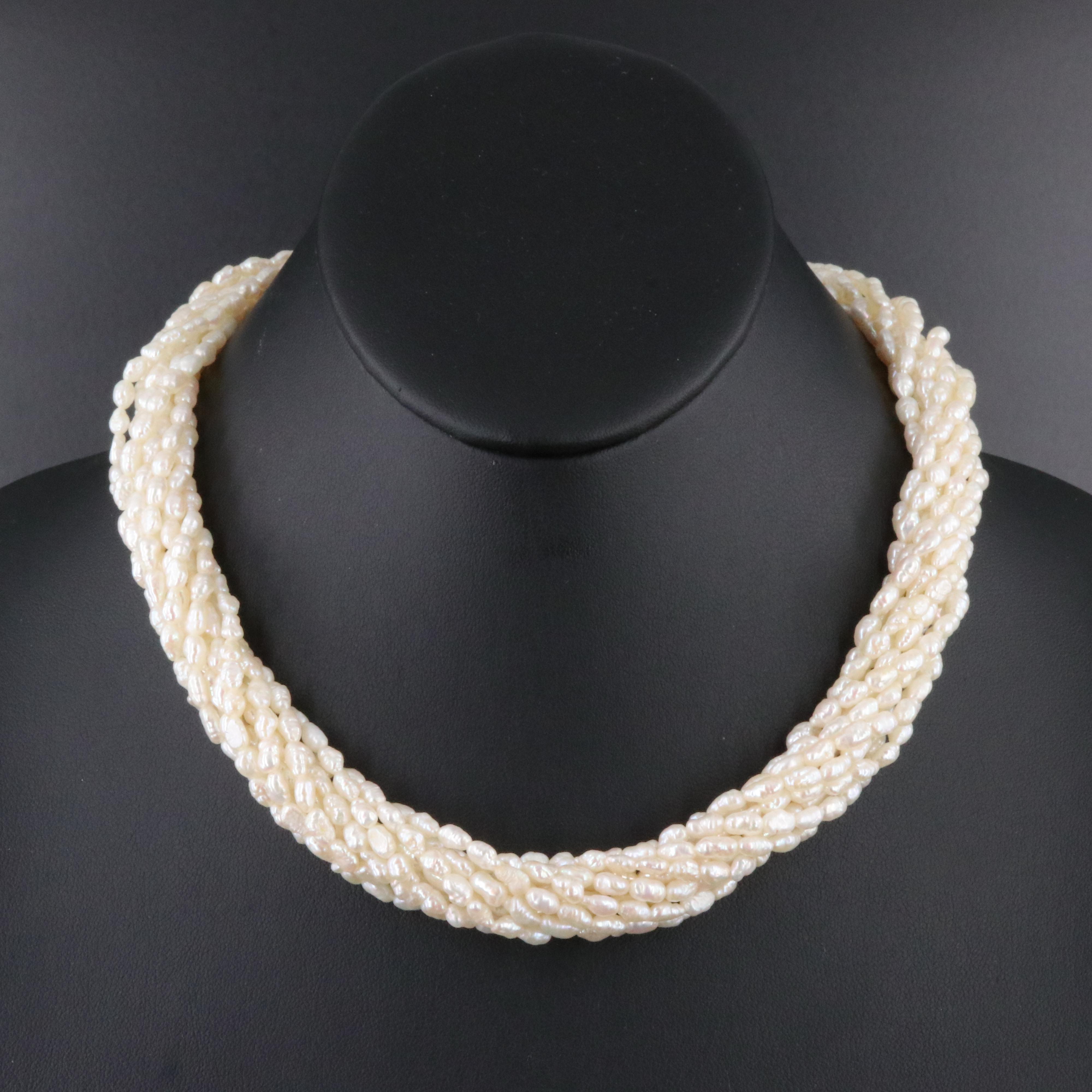 Torsade Pearl Necklace with 14K Clasp