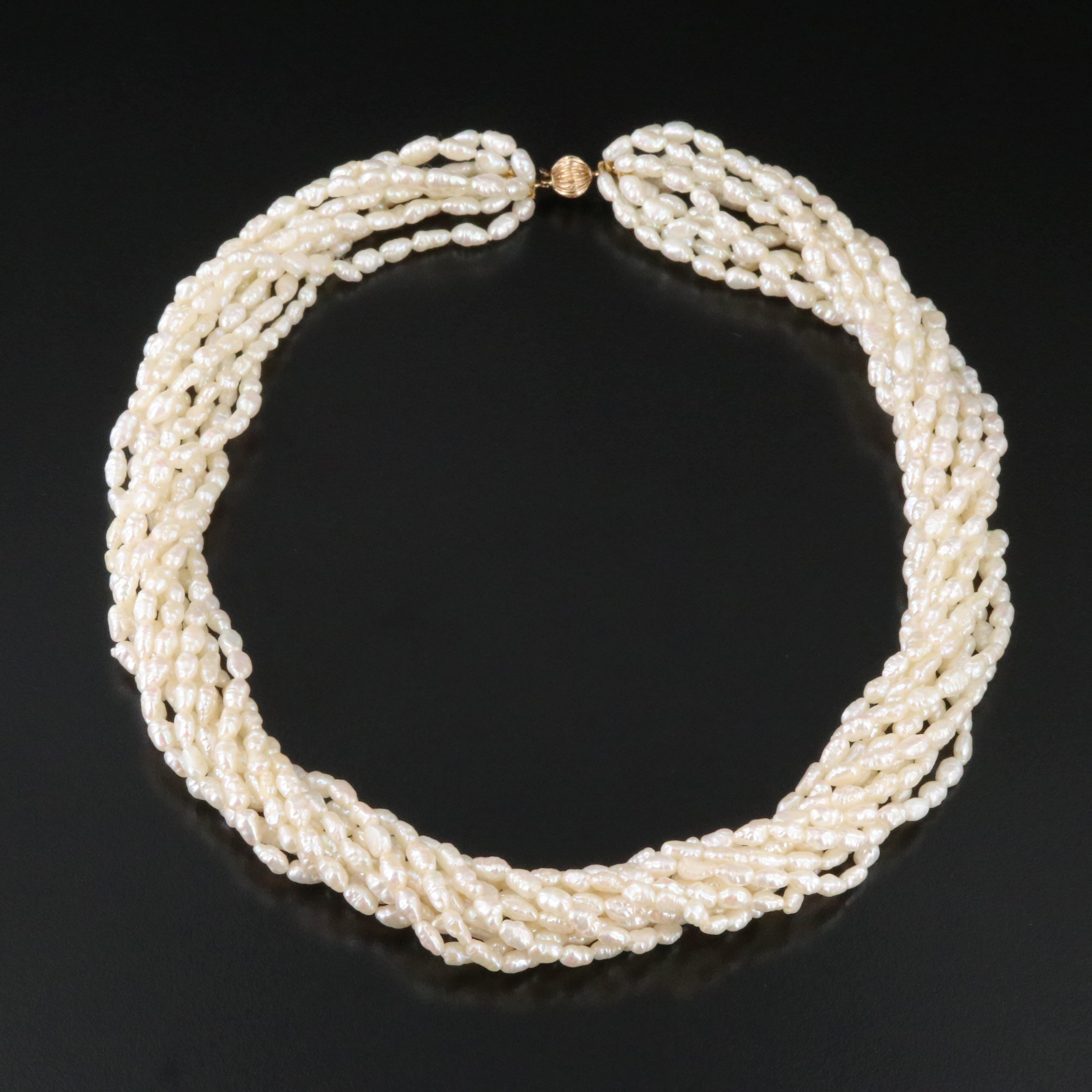 Torsade Pearl Necklace with 14K Clasp