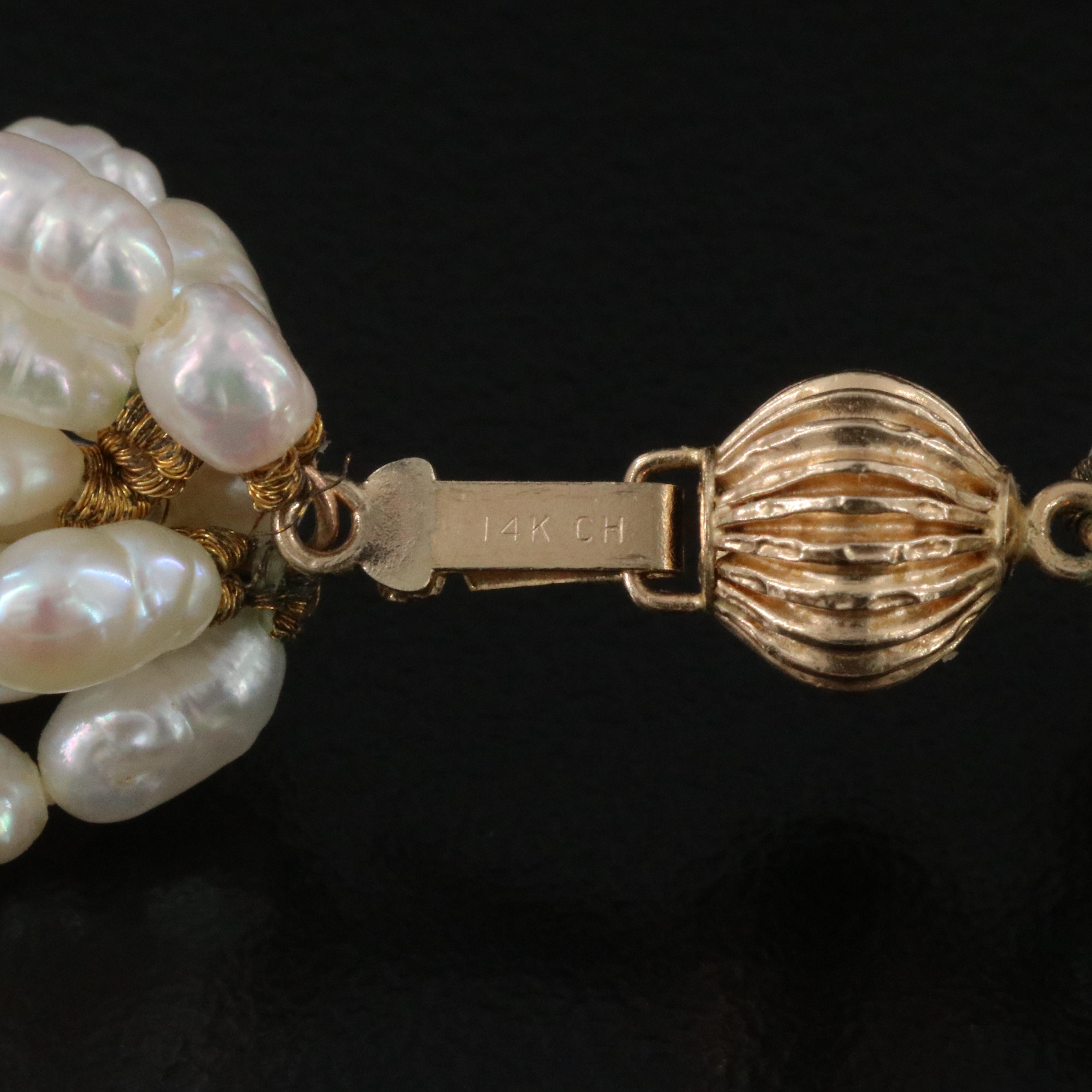Torsade Pearl Necklace with 14K Clasp
