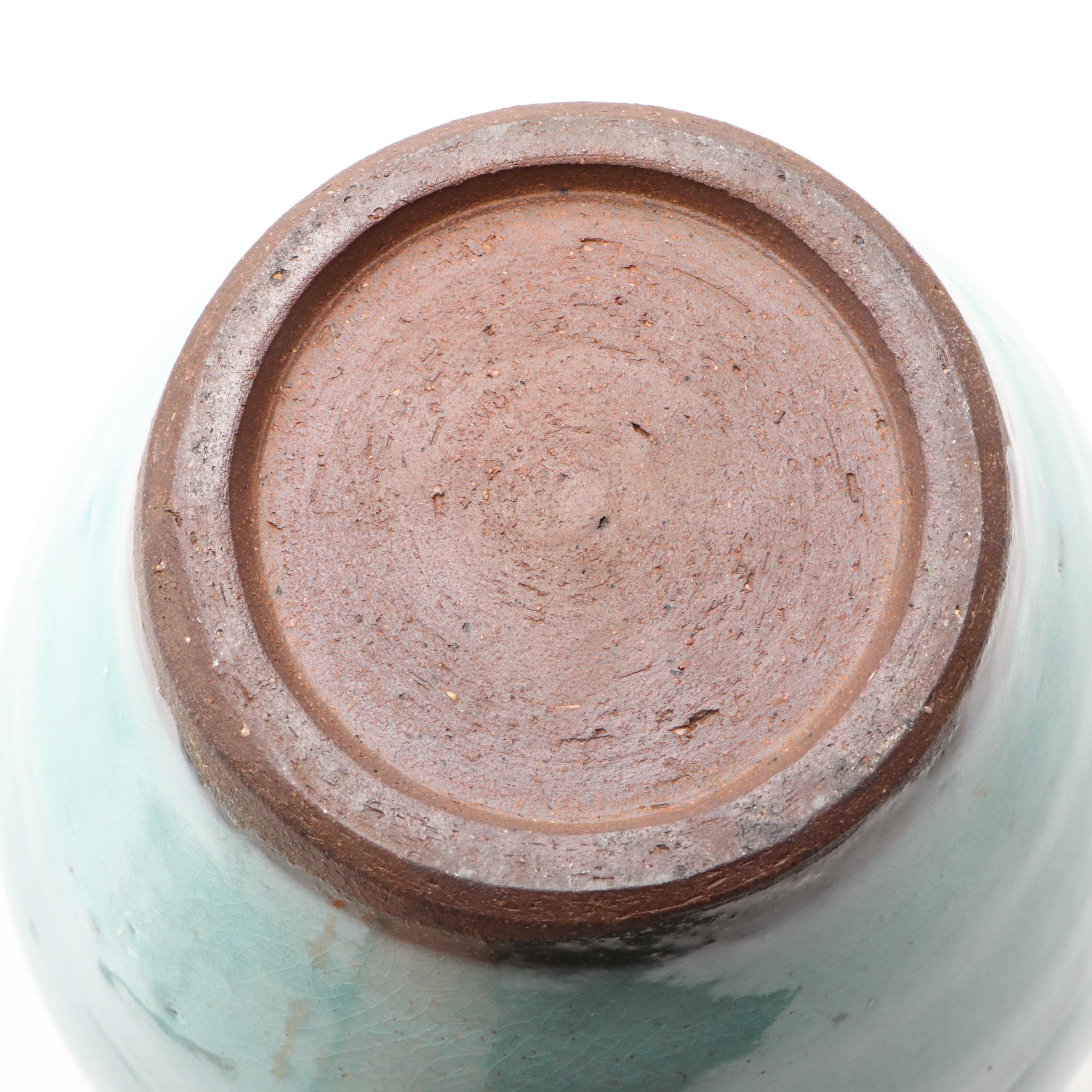 Studio Pottery Turquoise Glazed Stoneware Vase