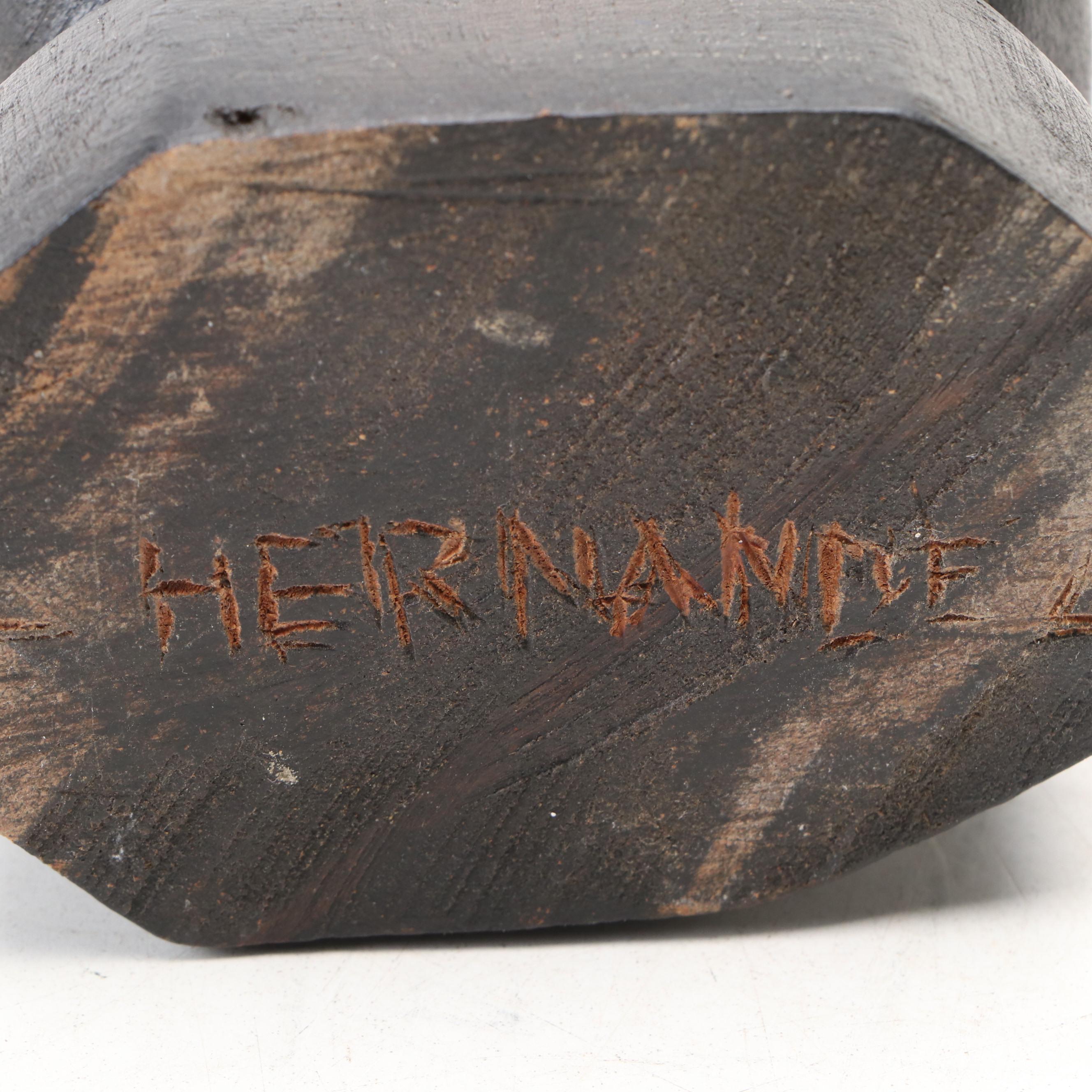 L. Hernandez Trinidadian Hand-Carved Ebonized Wood Cubist Couple's Embrace