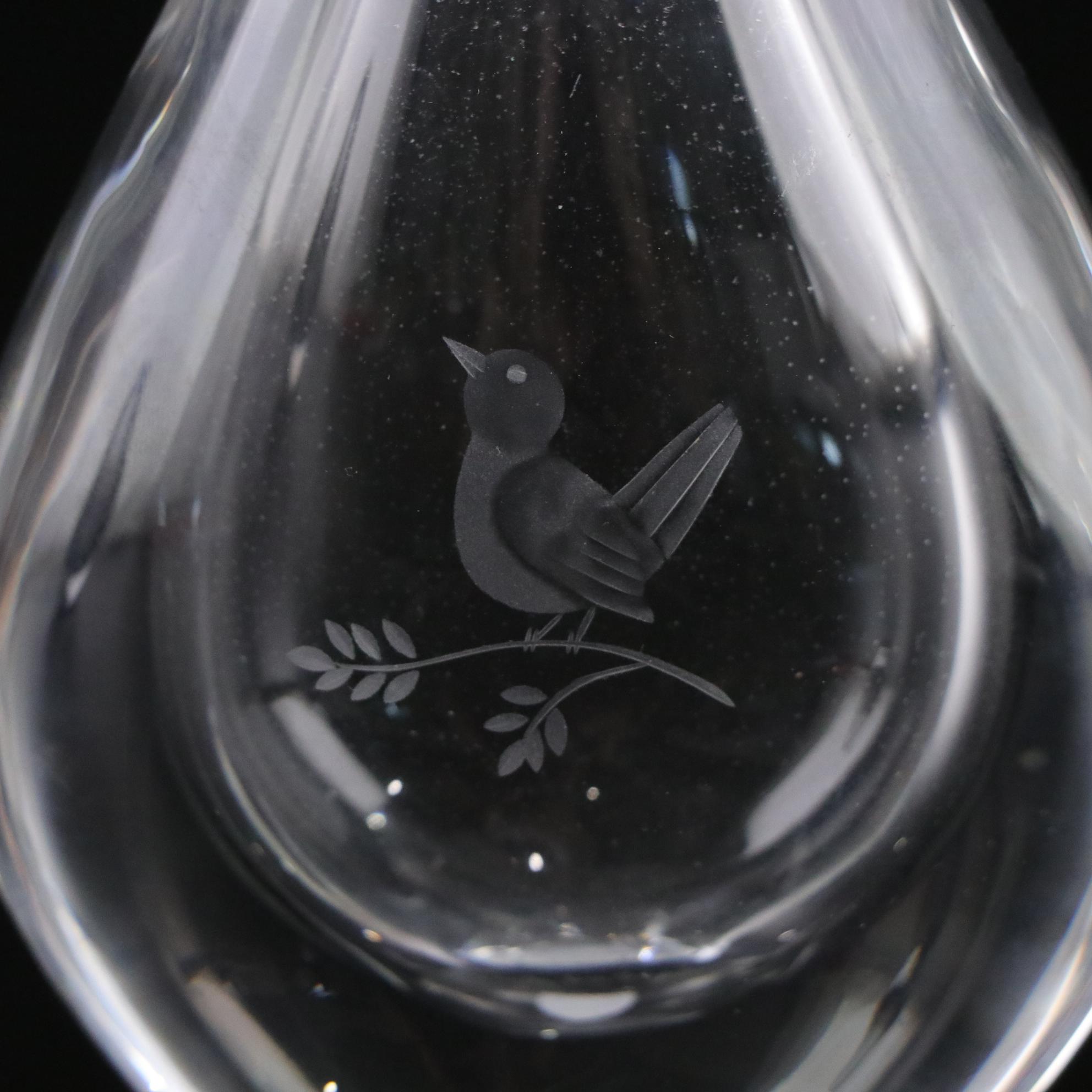 Orrefors "Sven Palmqvist" Etched Crystal Bud Vases