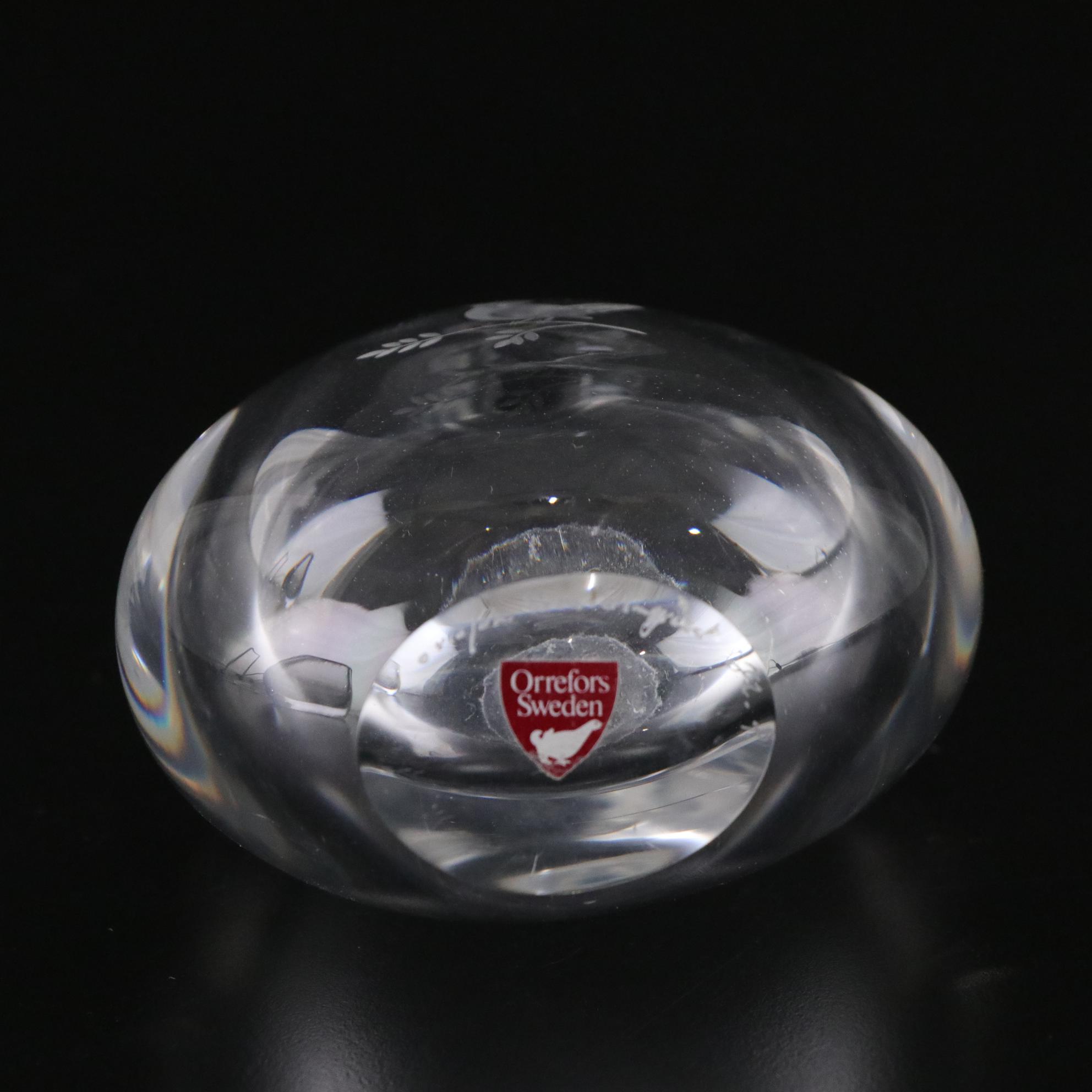 Orrefors "Sven Palmqvist" Etched Crystal Bud Vases