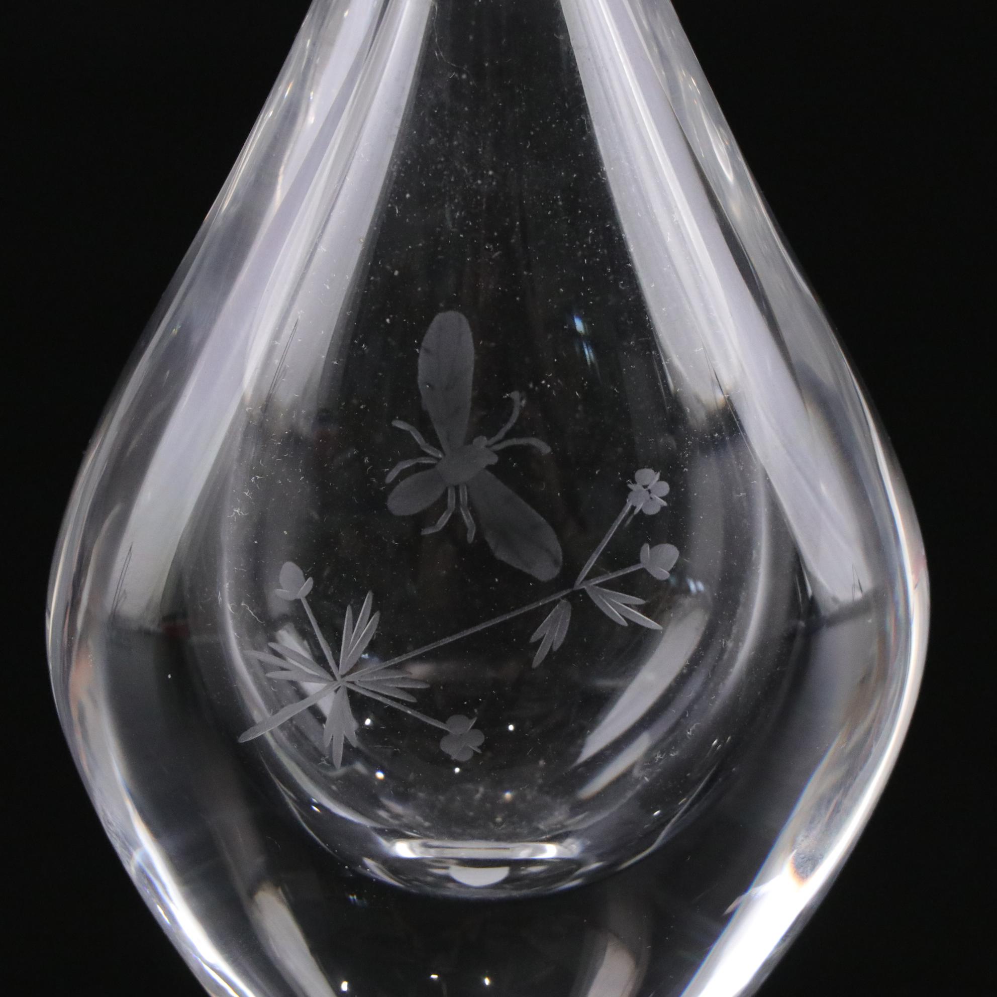 Orrefors "Sven Palmqvist" Etched Crystal Bud Vases