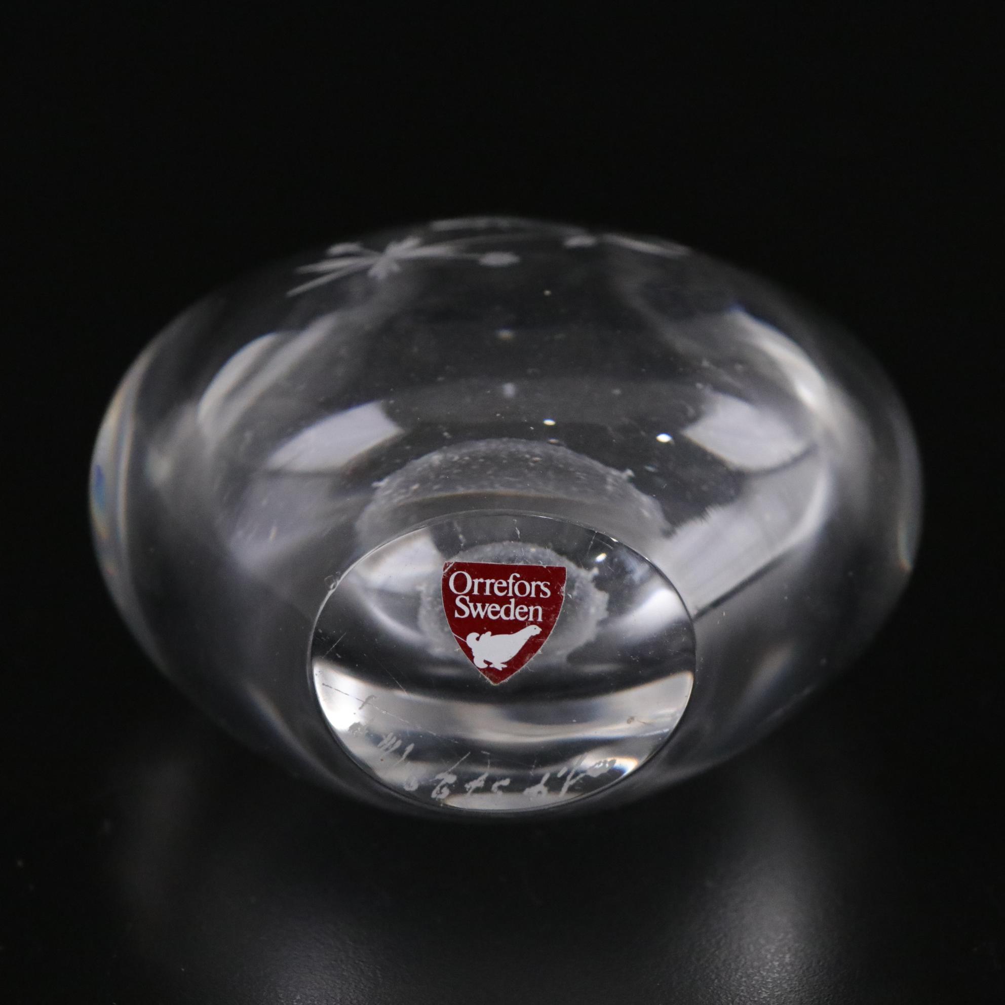 Orrefors "Sven Palmqvist" Etched Crystal Bud Vases