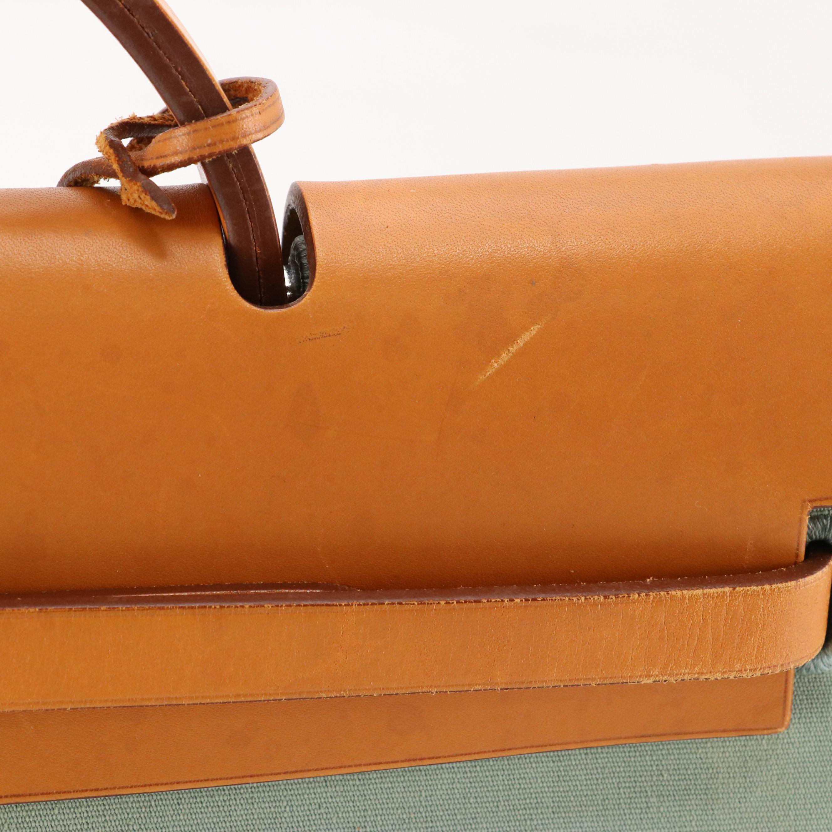 Hermès Herbag Zip 39 in Ciel Canvas and Vache Hunter Leather