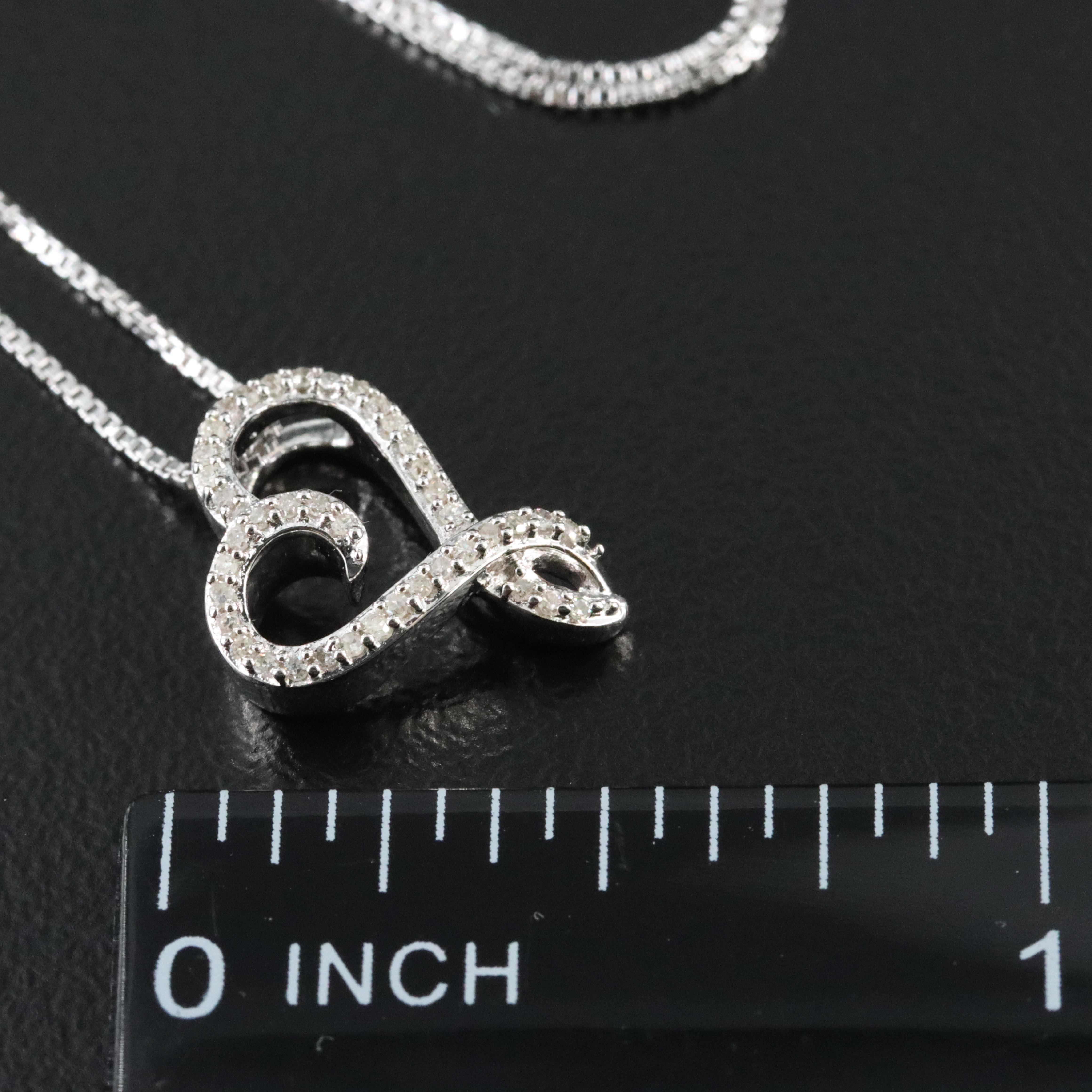 Sterling Diamond Heart Pendant Necklace