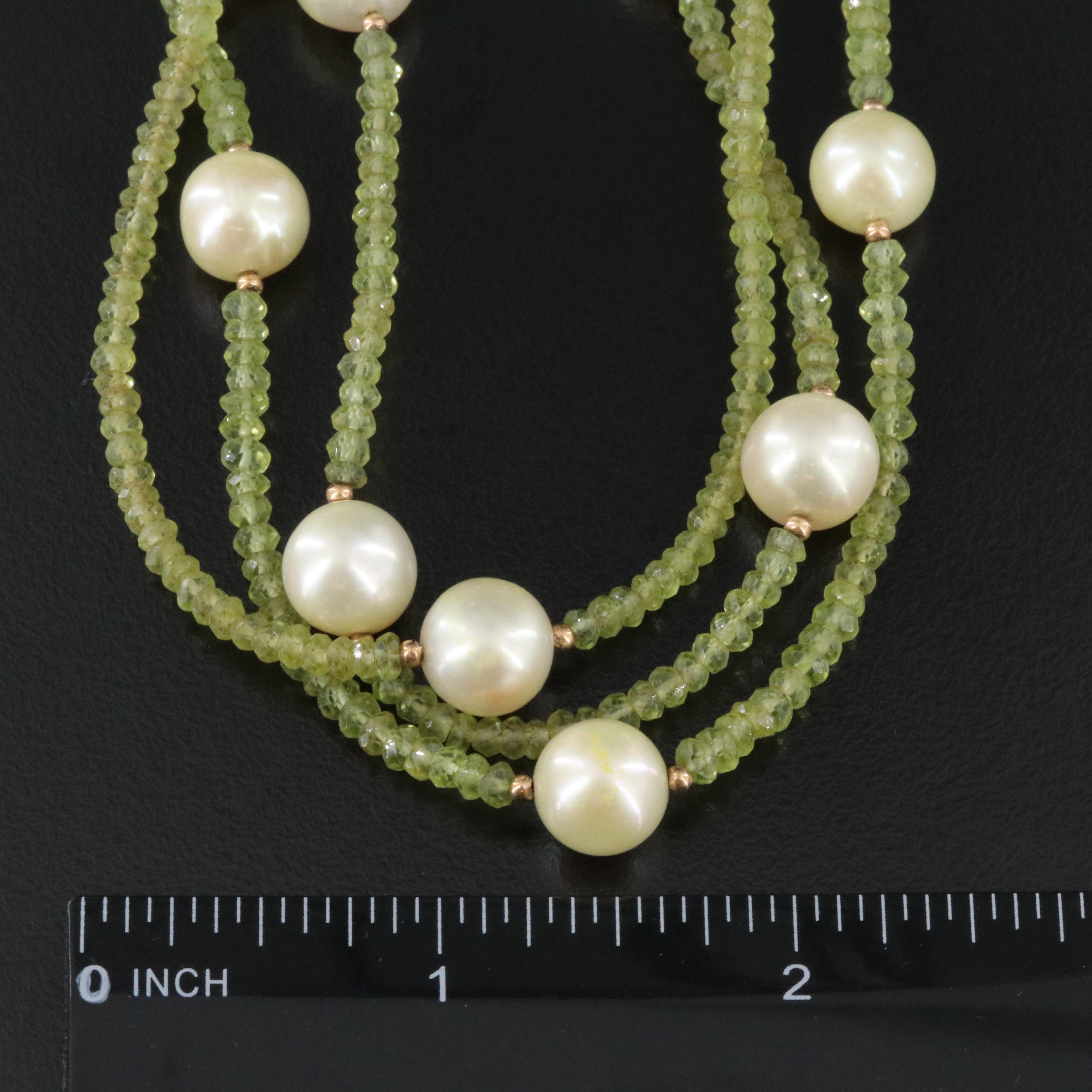 Pearl and Peridot Necklace with 14K Clasp
